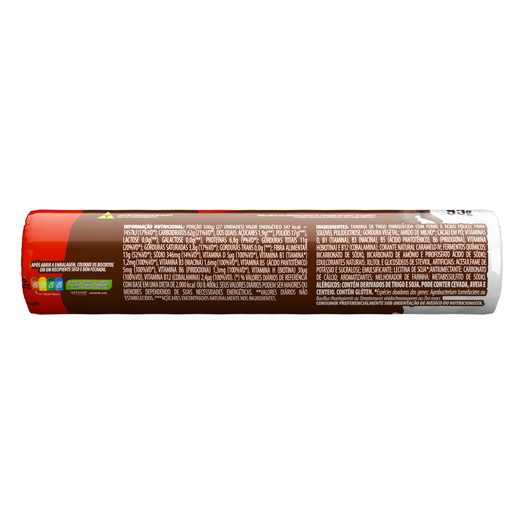 Biscoito Chocolate Zero Lactose Low&ccedil;ucar Pacote 95g
