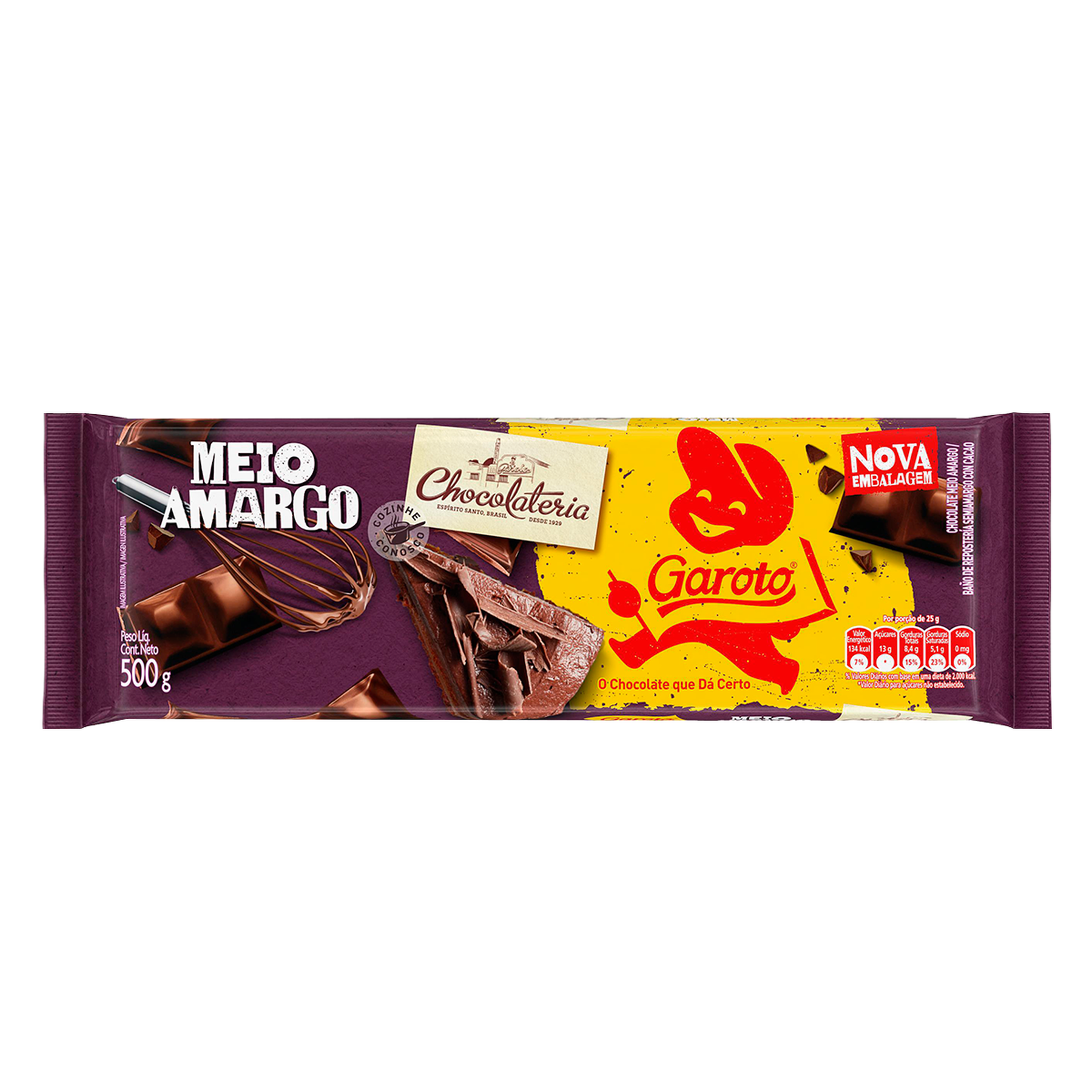 Chocolate Cobertura Garoto Meio Amargo 500g