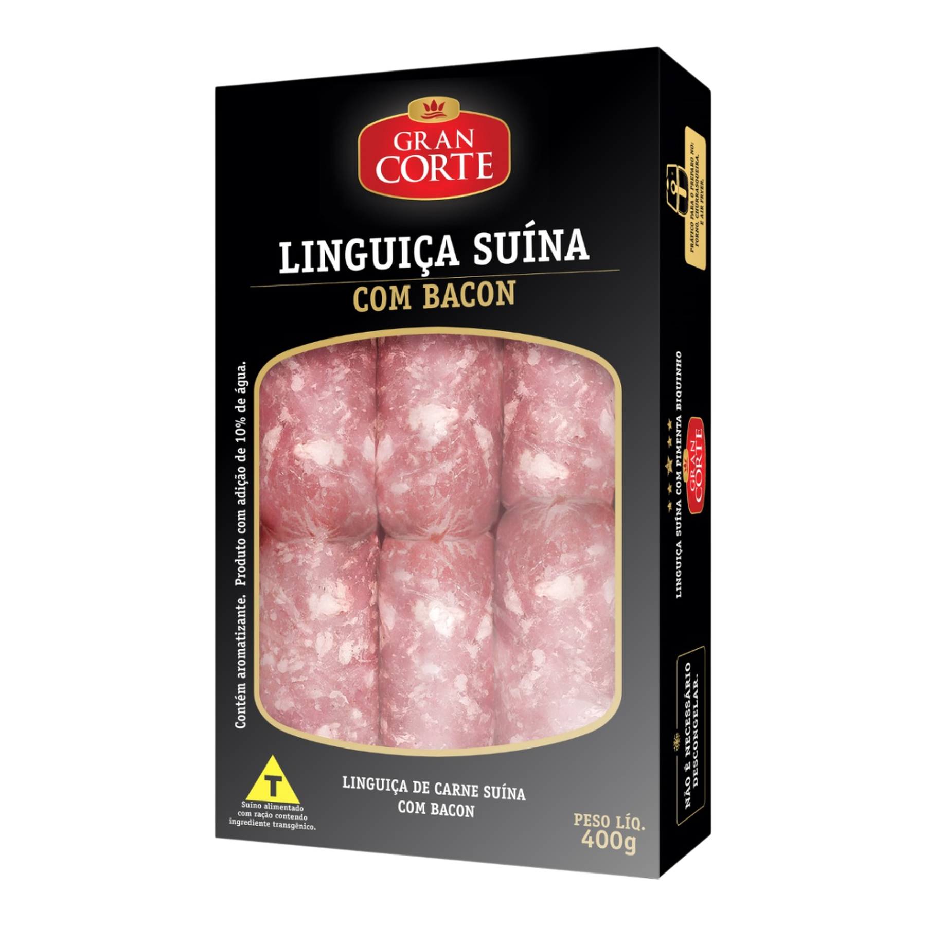 Linguica Su&iacute;na com Bacon Gran Corte Pacote Pacote 400g
