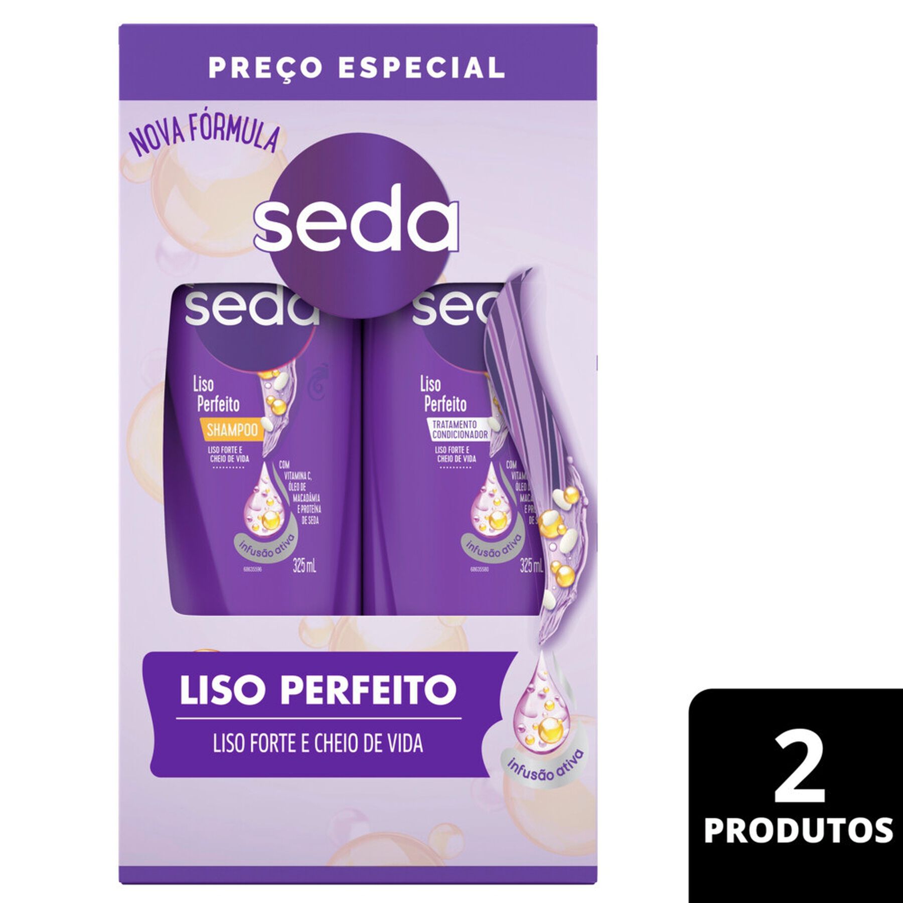 Shampoo 325ml + Condicionador 325ml Liso Perfeito Seda Cocria&ccedil;&otilde;es