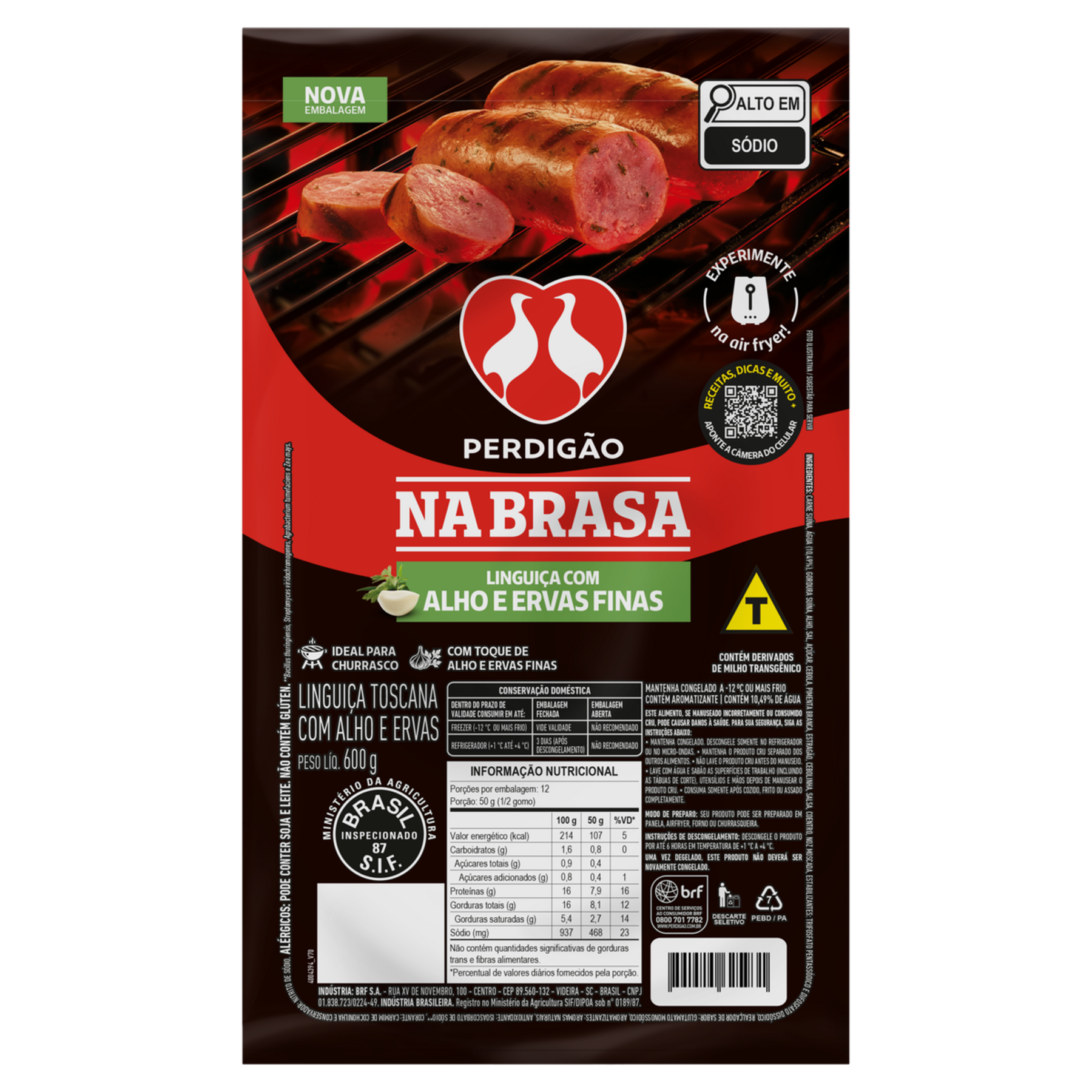 Lingui&ccedil;a Toscana com Alho e Ervas Perdig&atilde;o Na Brasa 600g&nbsp;