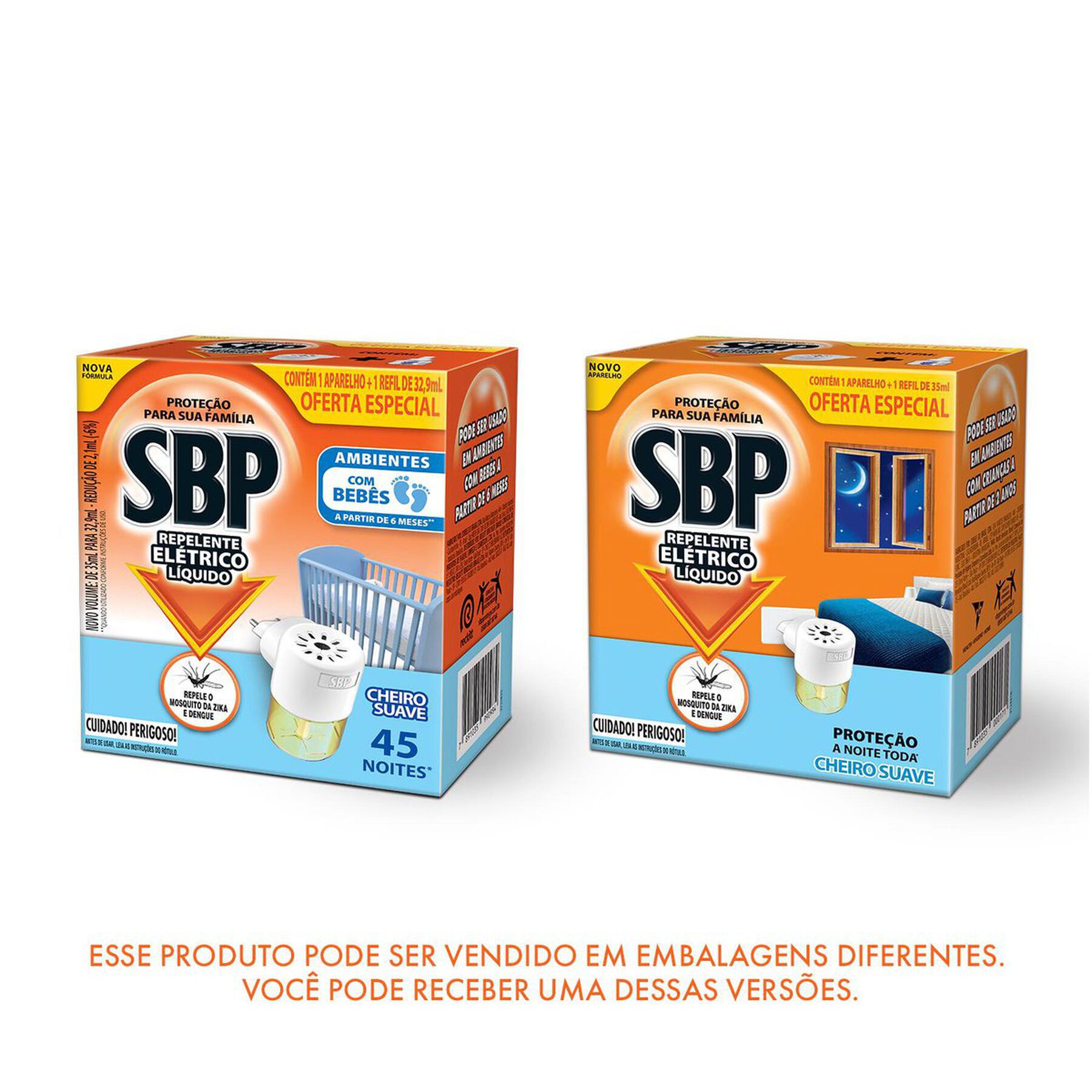 Kit Aparelho + Repelente Elétrico Líquido Cheiro Suave SBP 35ml Refil