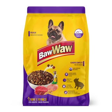Alimento para Cães Adultos Raças Pequenas Carne e Frango Baw Waw Premium Pacote 6kg
