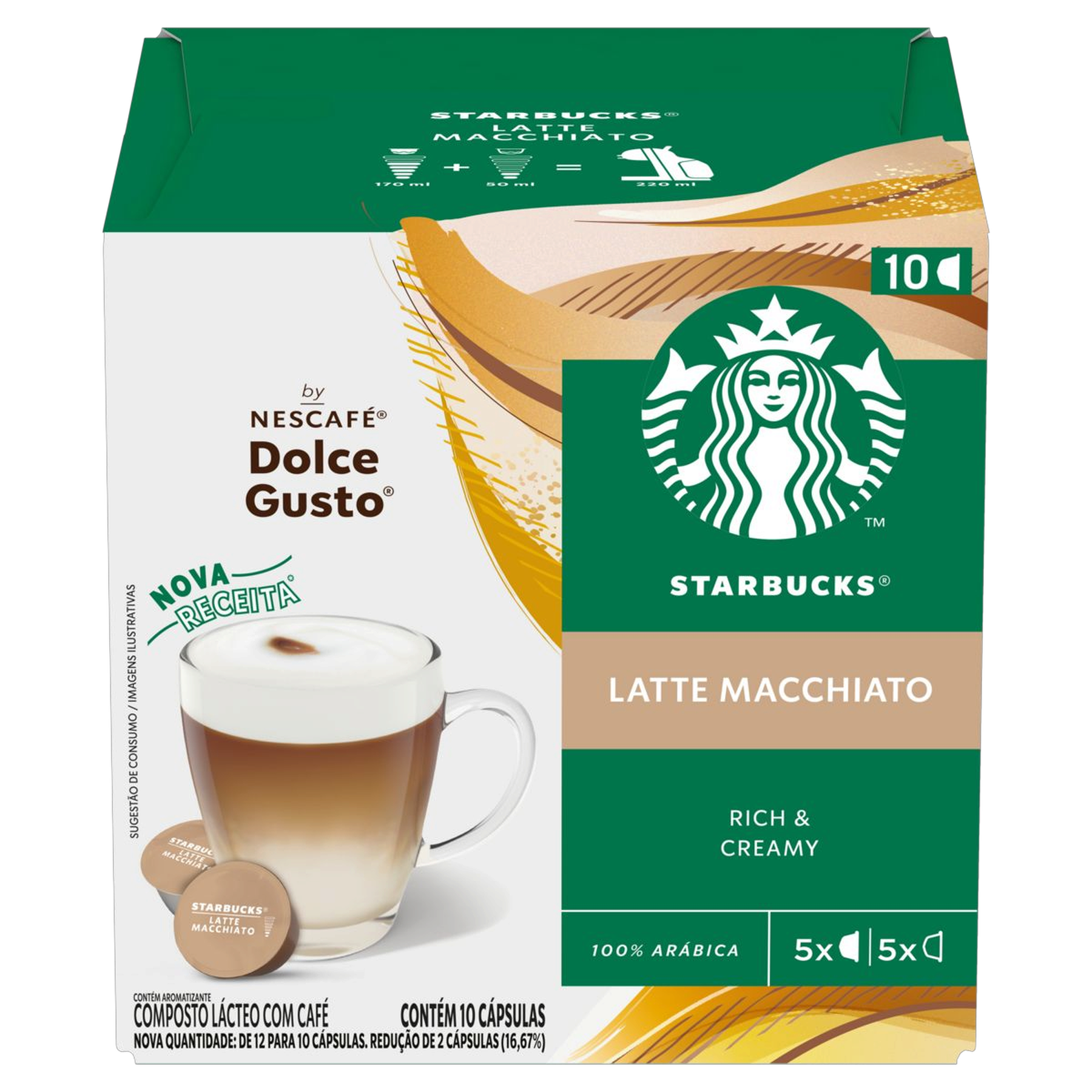 Caf&eacute; com Leite em C&aacute;psula Latte Macchiato Starbucks Nescaf&eacute; Caixa 107,5g C/10 Unidades