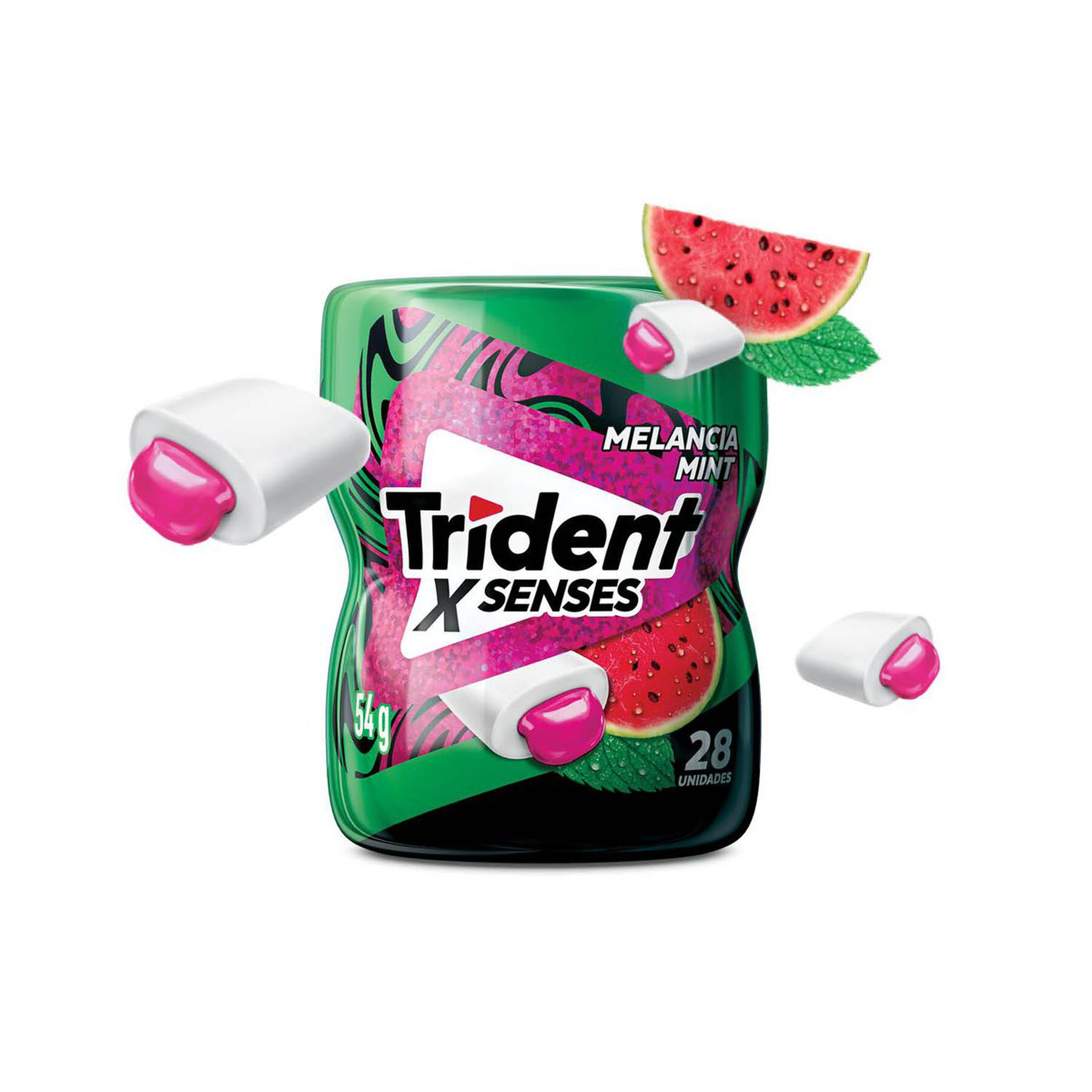 Chiclete Trident XSenses Melancia Mint Sem Açúcar Garrafa 54g