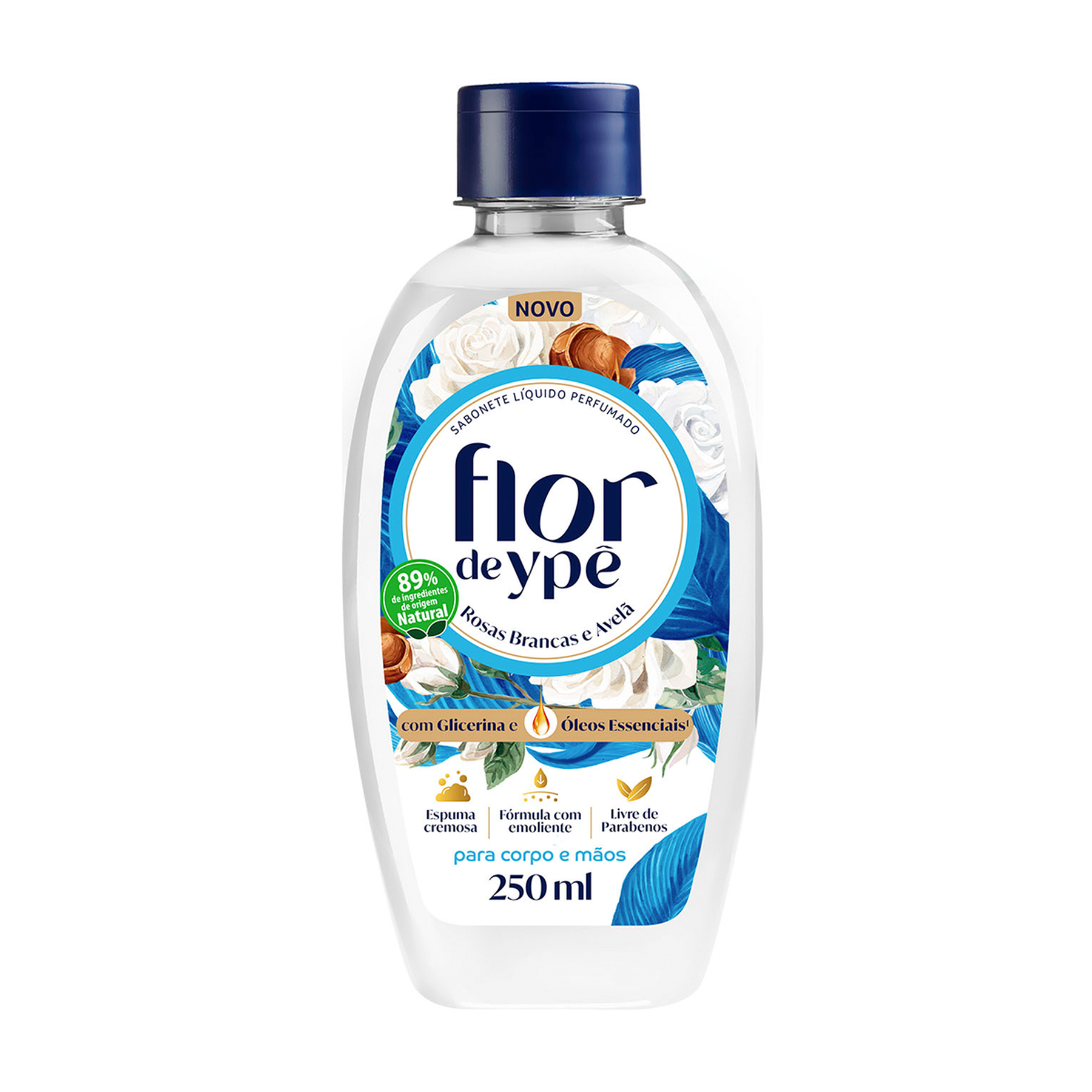 Sabonete L&iacute;quido Perfumado Rosas Brancas e Avel&atilde; Flor de Yp&ecirc; Frasco 250ml
