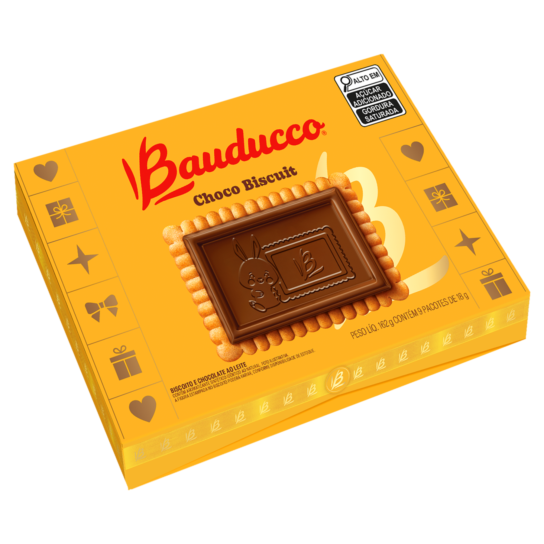 Biscoito Choco Biscuit Chocolate ao Leite Bauducco Caixa 162g C/9 Unidades