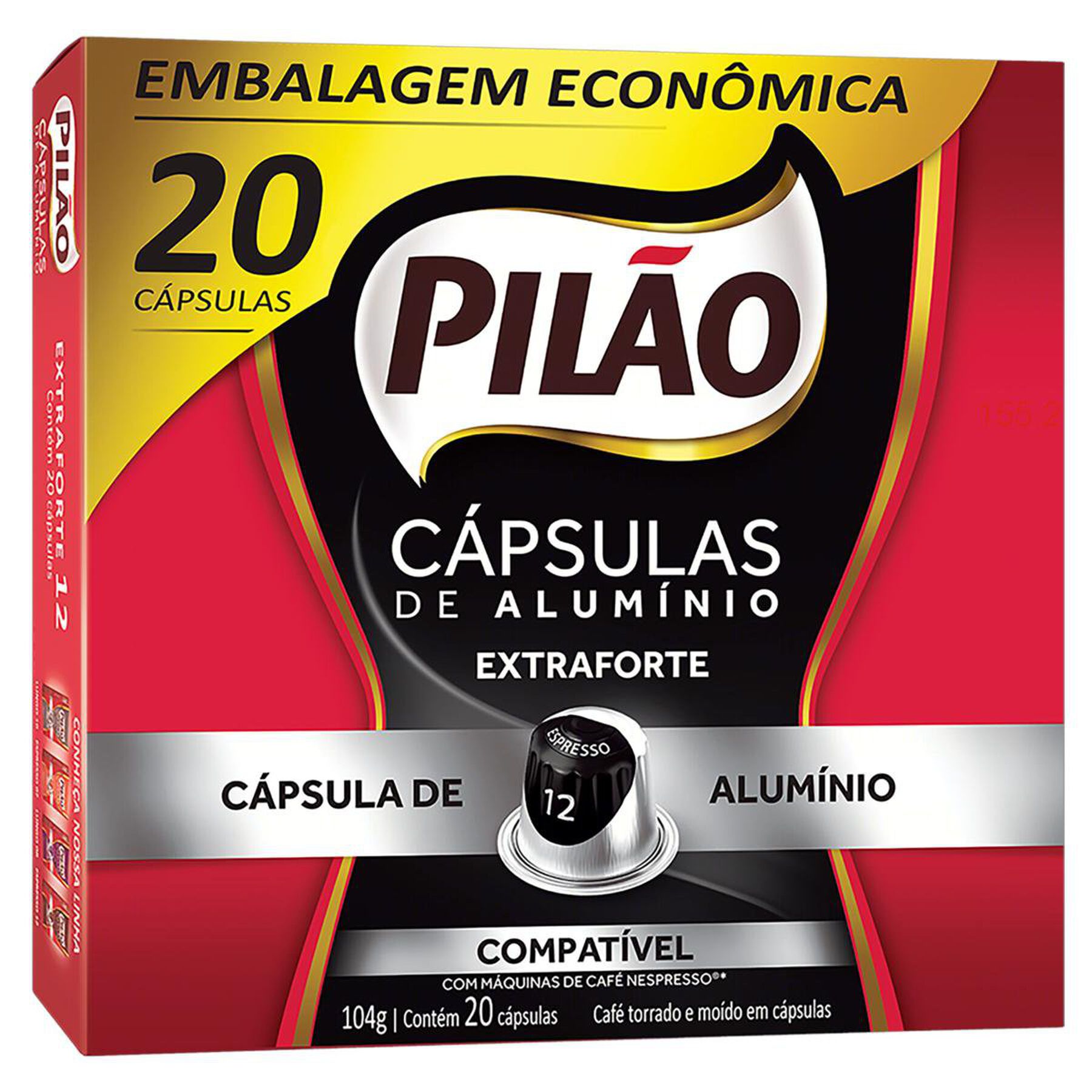 Caf&eacute; em C&aacute;psula Torrado e Mo&iacute;do 12 Espresso Extraforte Pil&atilde;o Caixa 104g C/20 Unidades