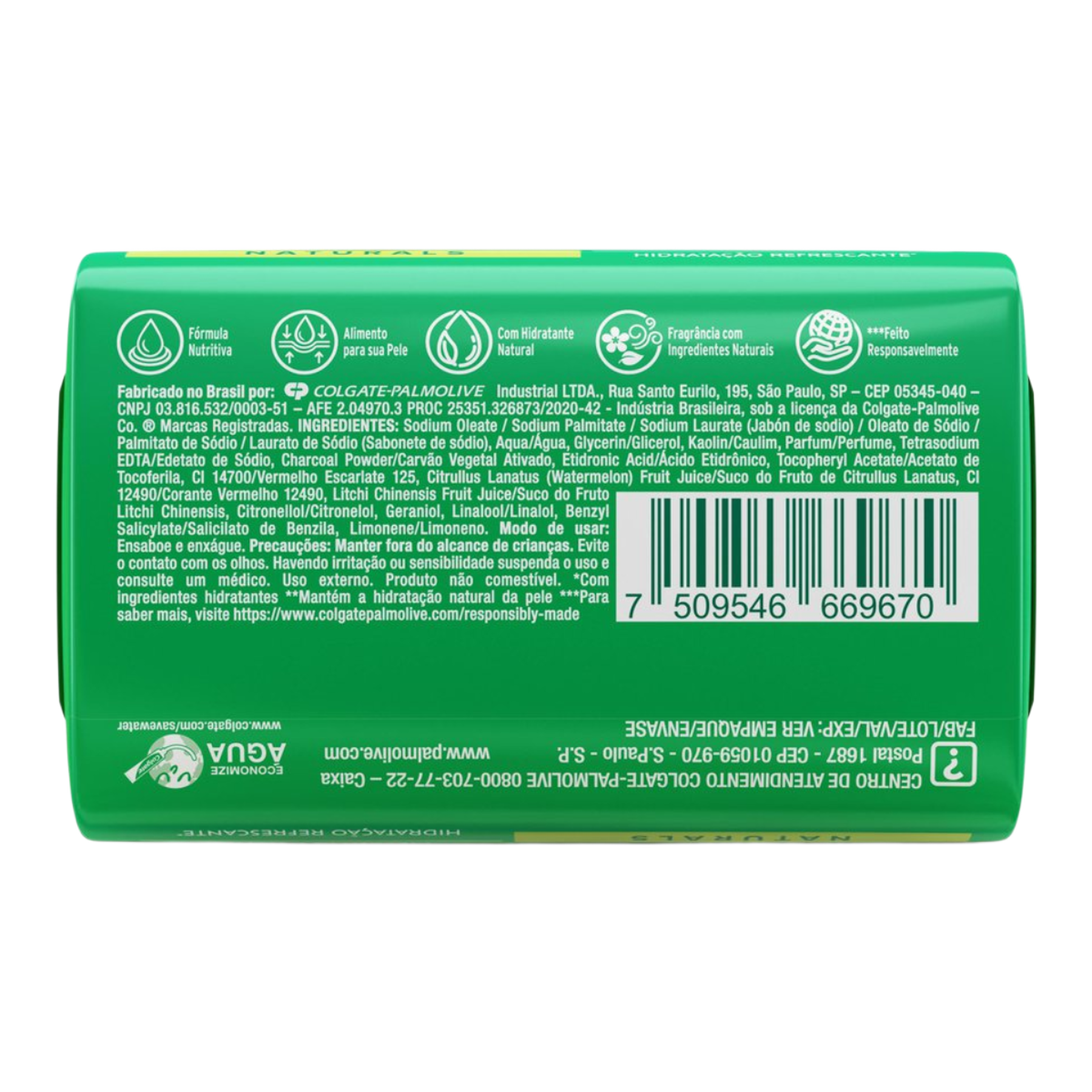 Sabonete Barra Melancia e Lichia Palmolive Naturals Hidrata&ccedil;&atilde;o Refrescante Envolt&oacute;rio 85g