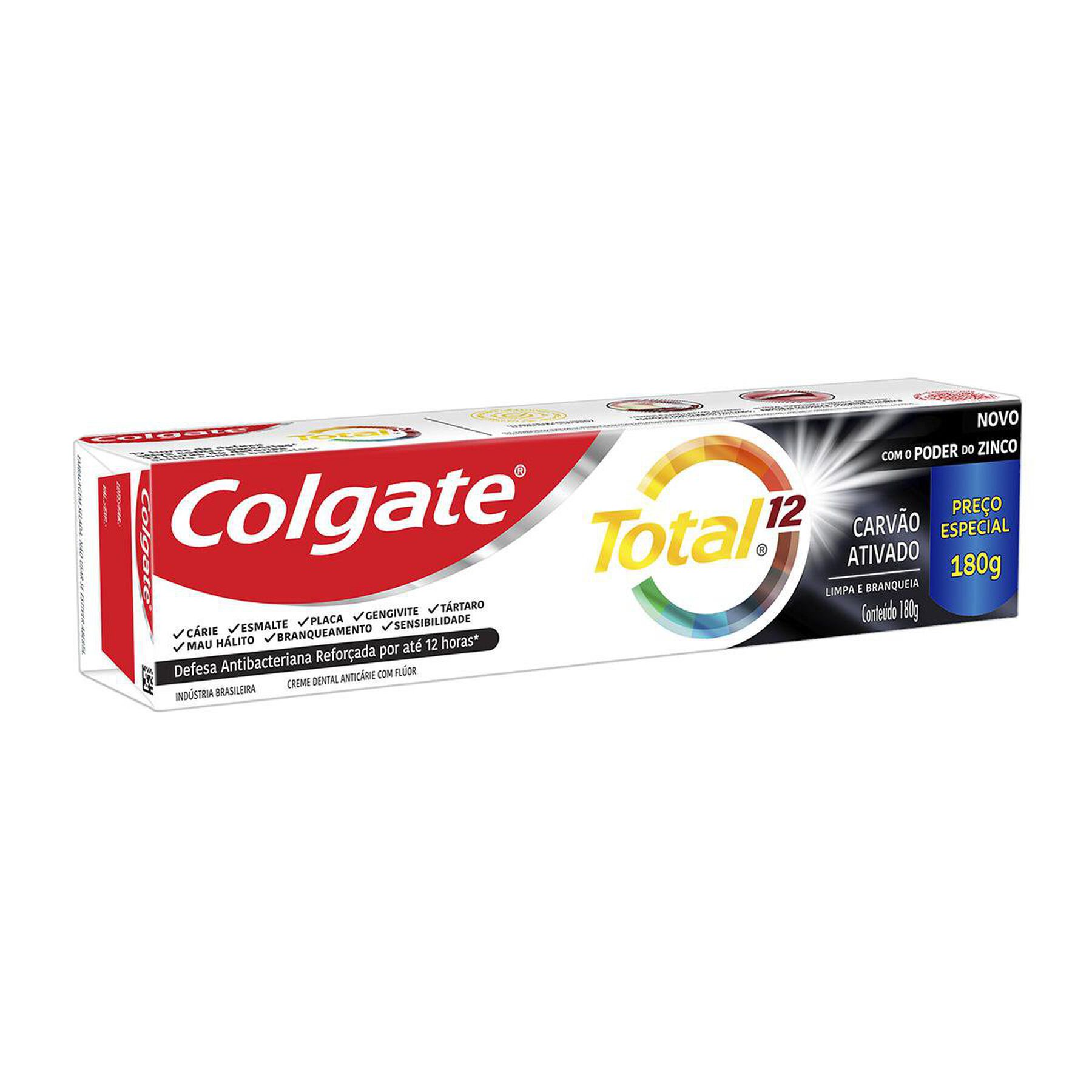 Creme Dental Colgate Total 12 Carvão Ativado 180g