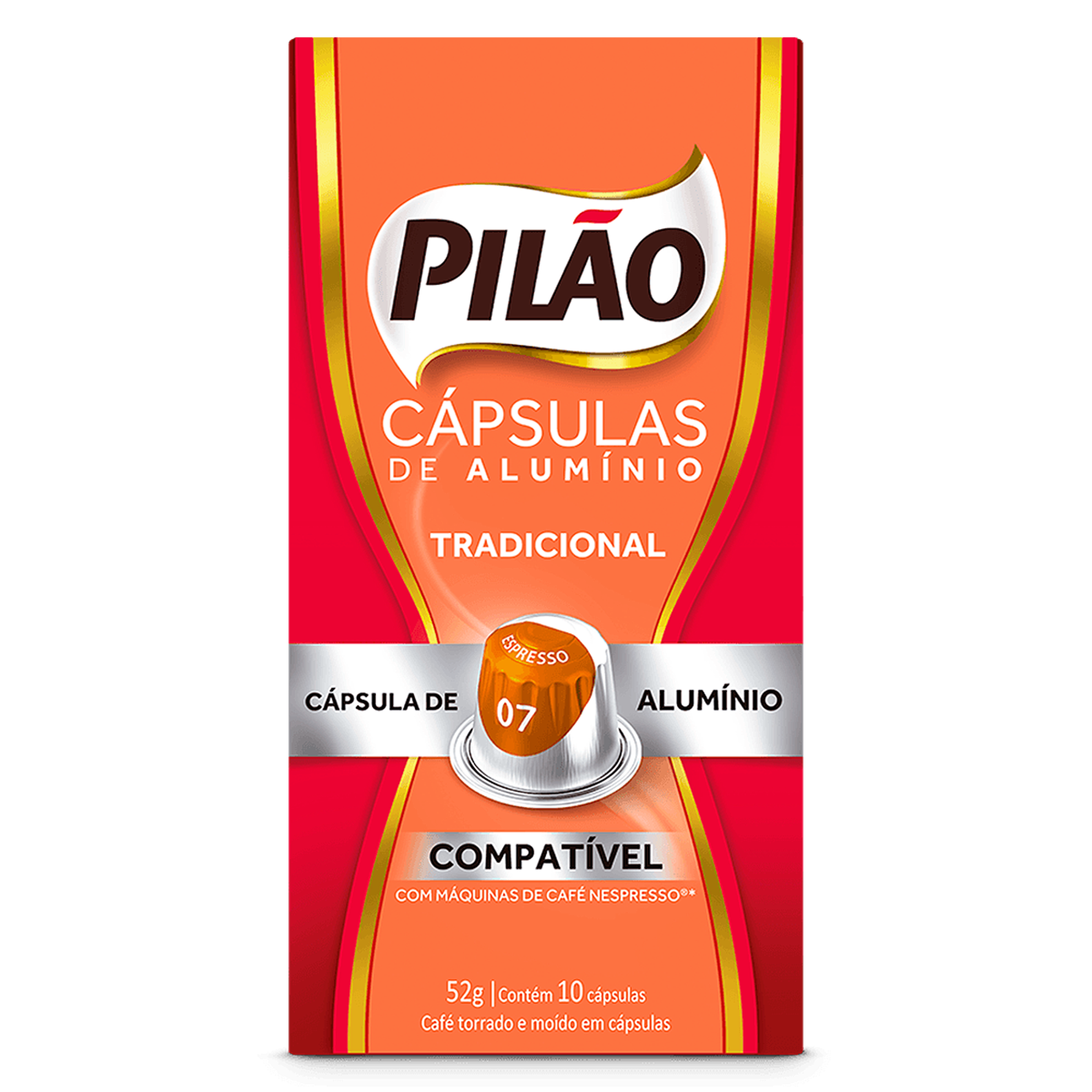 Caf&eacute; em C&aacute;psula Torrado e Mo&iacute;do Espresso 07 Tradicional Pil&atilde;o Caixa 52g C/10 Unidades