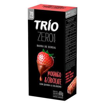 Barra de Cereais Morango e Chocolate Zero Açúcar Trio 54g C/3 Unidades