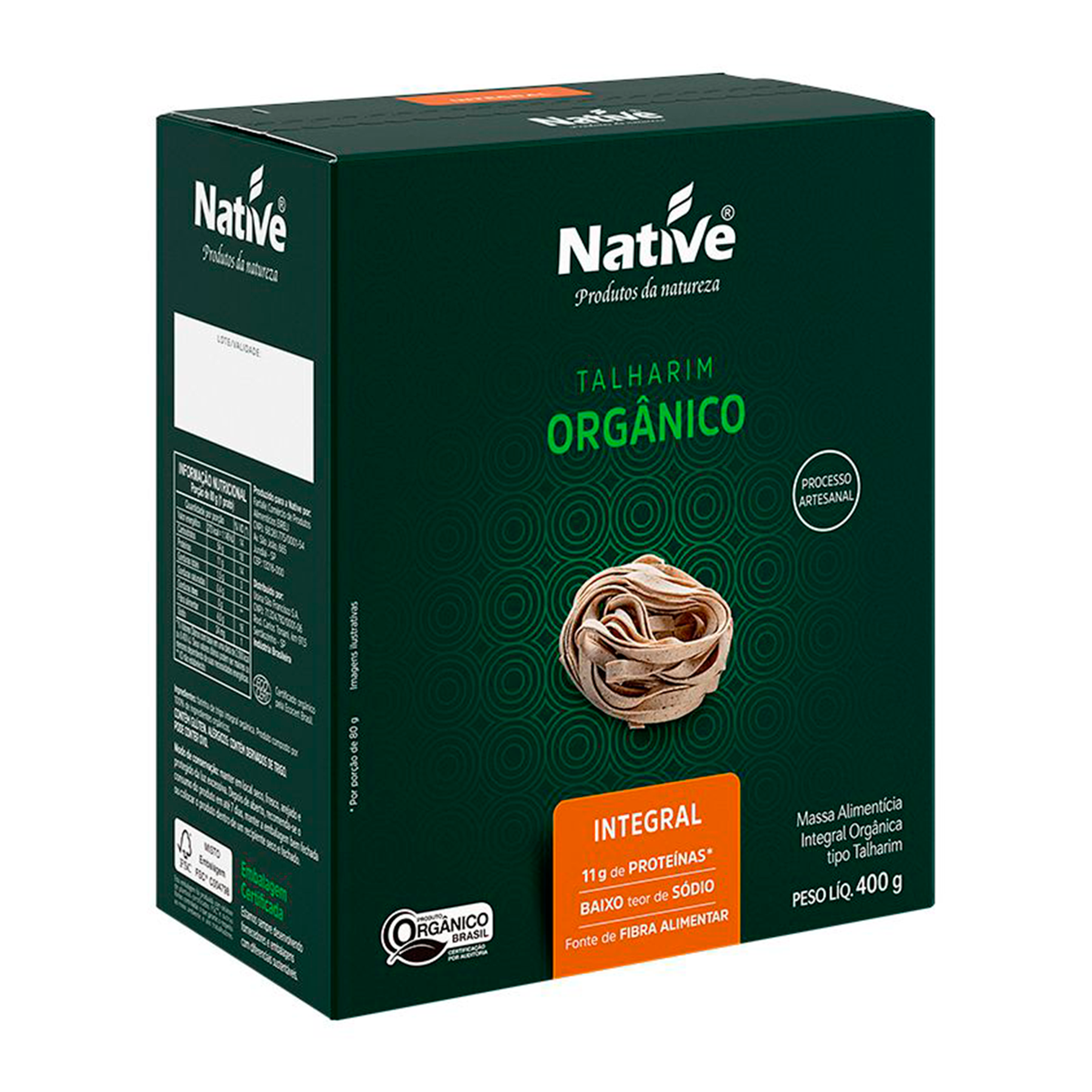 Macarr&atilde;o Massa Integral Org&acirc;nica Talharim Native 400g