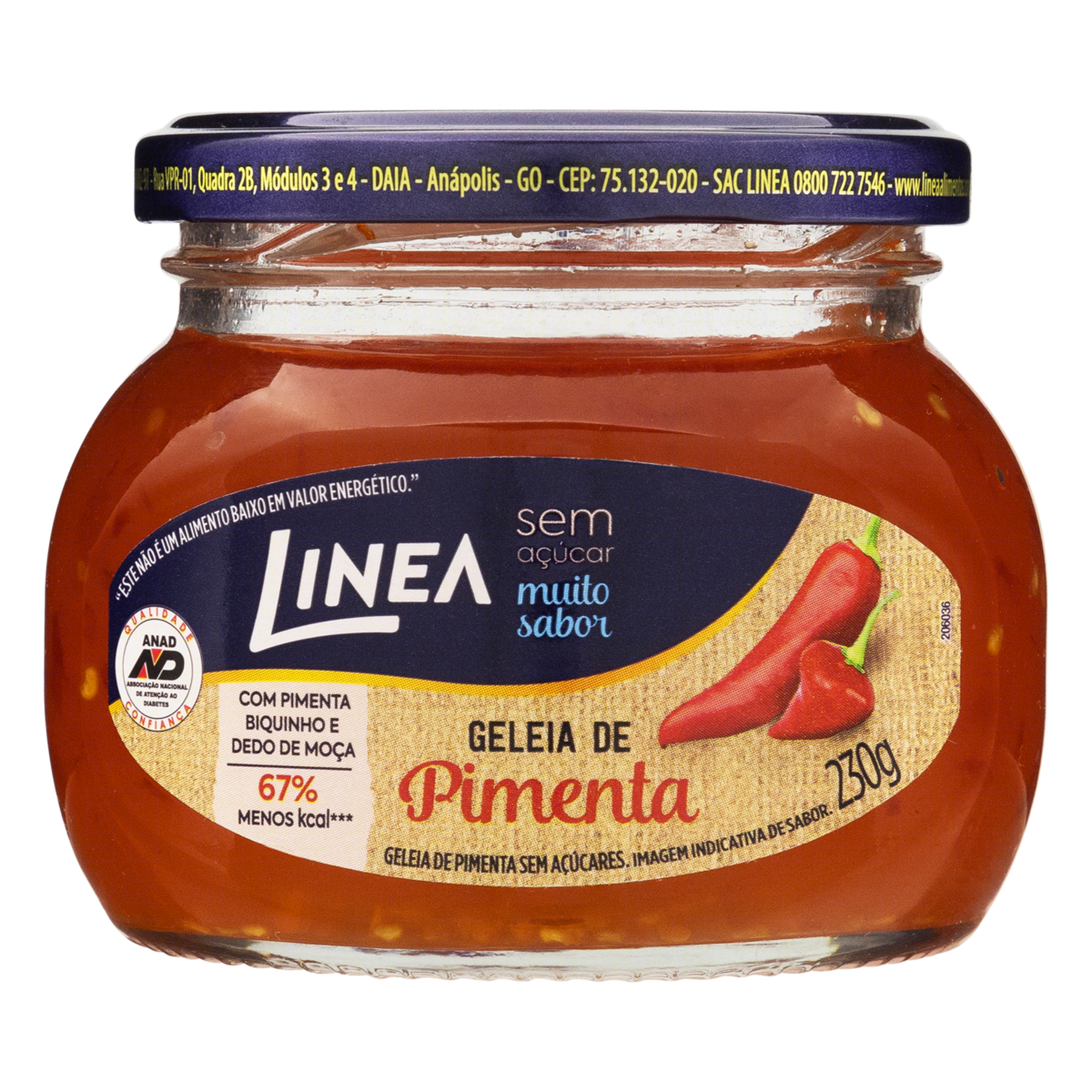 Geleia de Pimenta Sem Açúcar Linea Vidro 230g