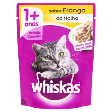Alimento para Gatos Adultos 1+ Frango ao Molho Whiskas Sachê 85g