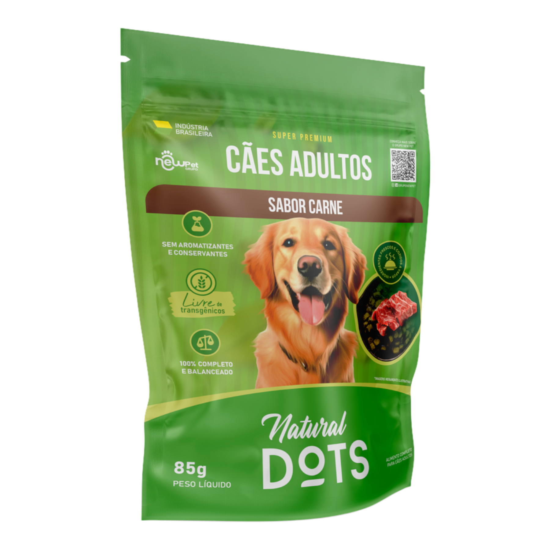 Alimento para C&atilde;es Adultos Carne Natural Dots Sach&ecirc; 85g