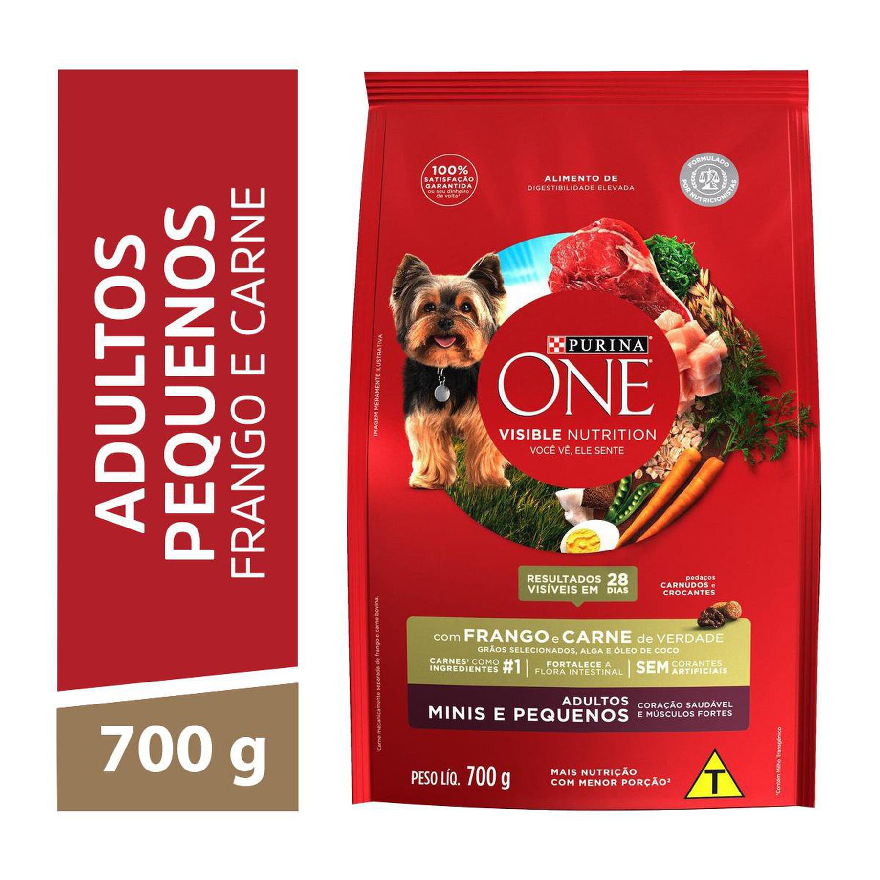 Alimento para C&atilde;es Adultos Ra&ccedil;as Minis e Pequenas Frango e Carne Purina One Visible Nutrition Pacote 700g