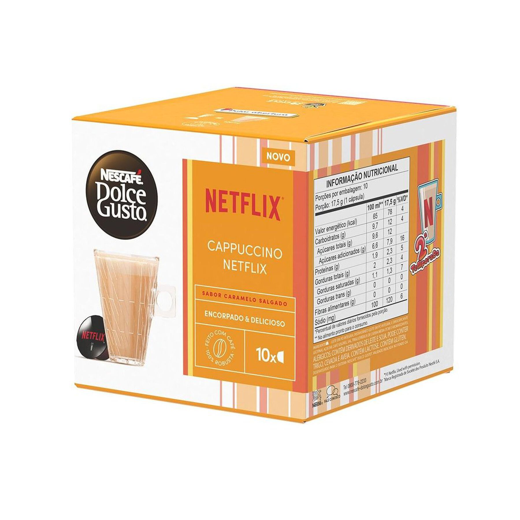 Cappuccino em Cápsula Caramelo Salgado Netflix Dolce Gusto Nescafé Caixa 175g