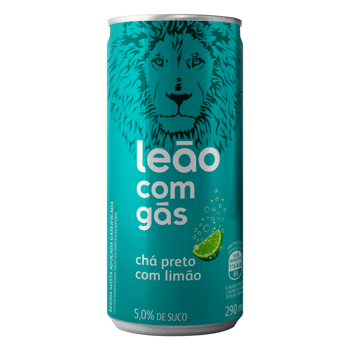 Ch&aacute; Preto com Lim&atilde;o com G&aacute;s Le&atilde;o Lata 290ml
