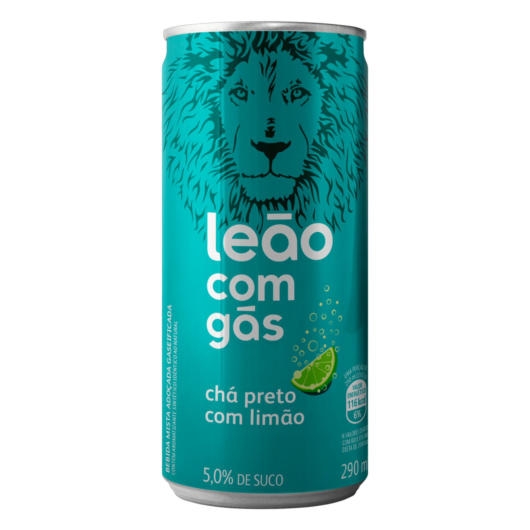 Ch&aacute; Preto com Lim&atilde;o com G&aacute;s Le&atilde;o Lata 290ml