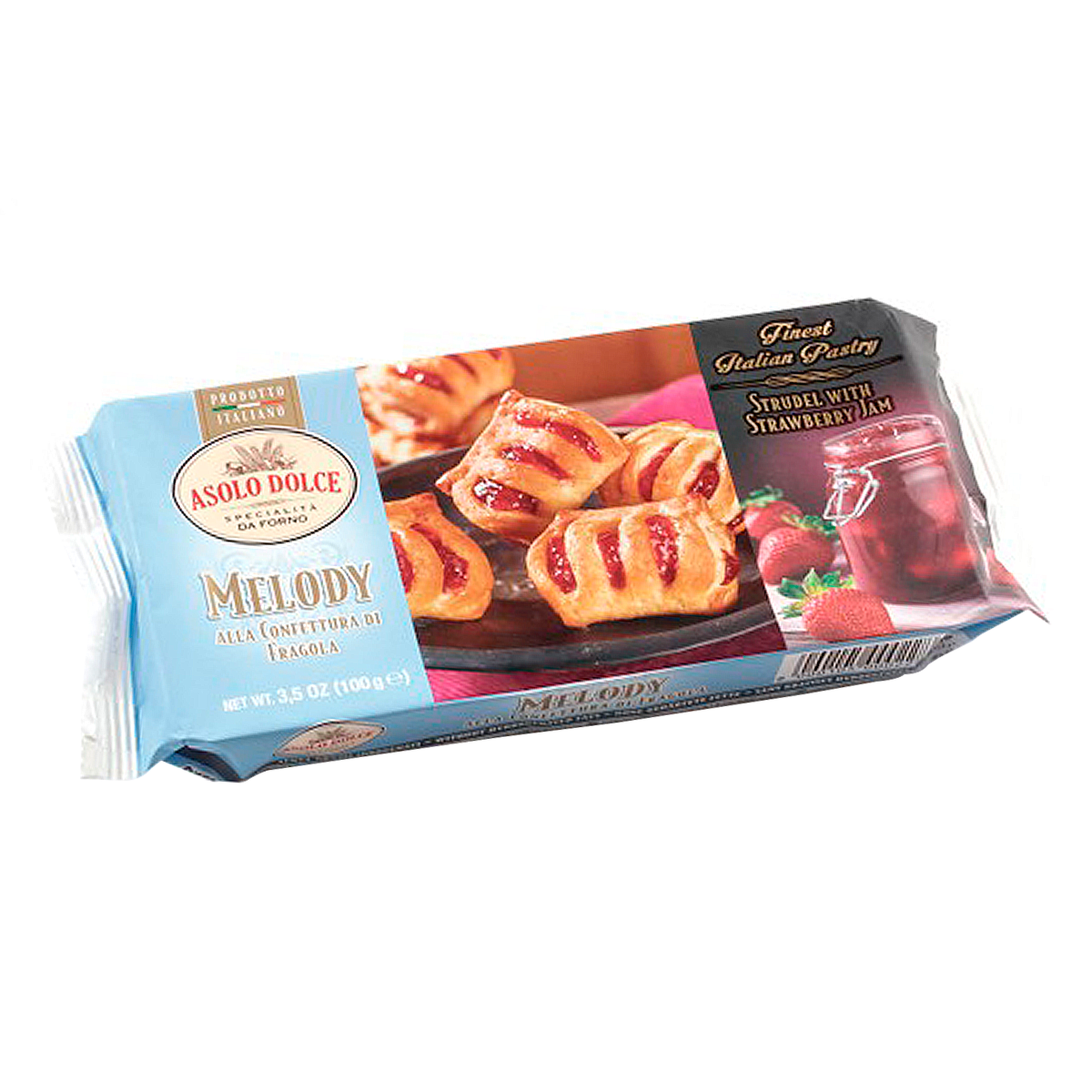 Biscoito Folhado Recheado Geleia de Morango Melody Asolo Dolce 100g