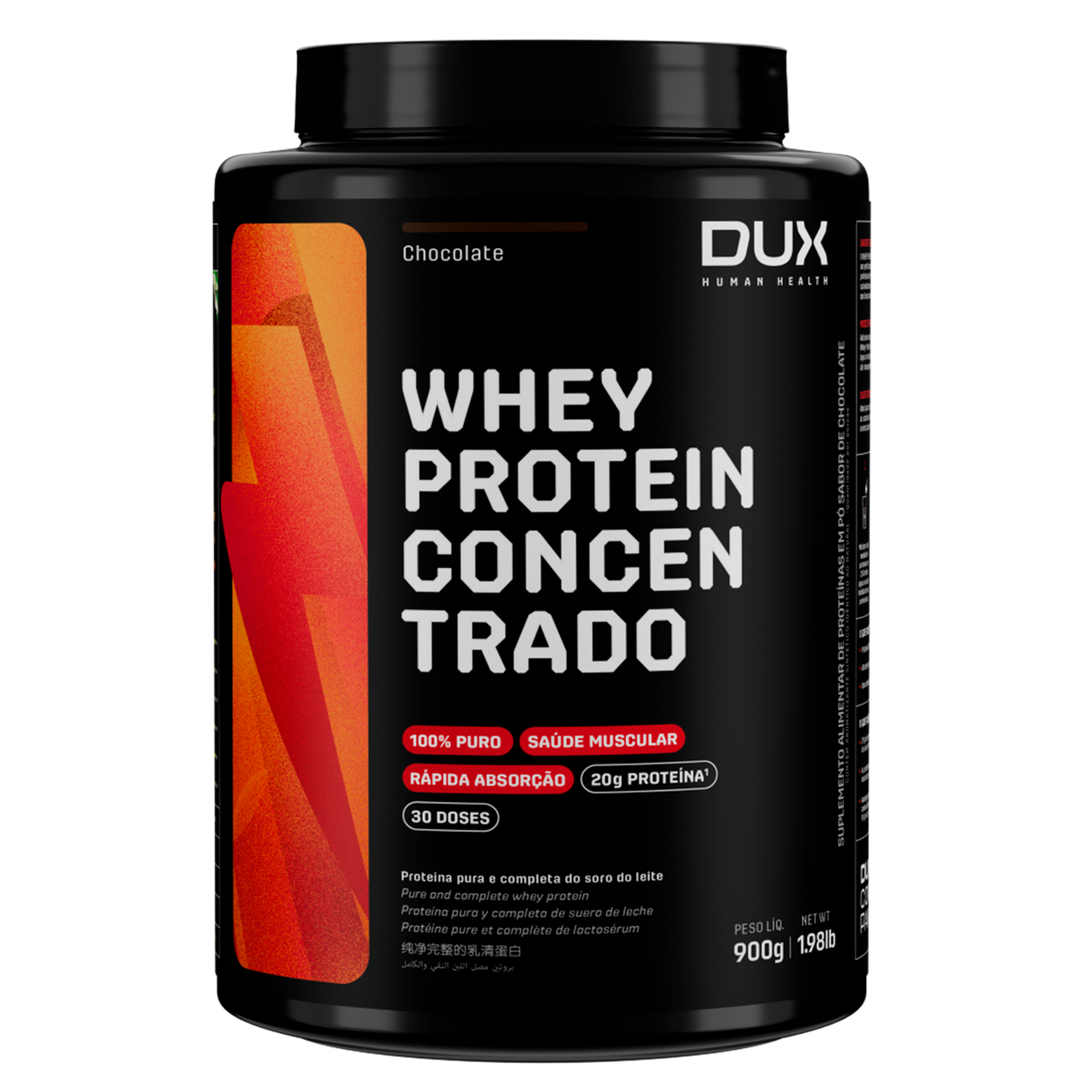Whey Protein Concentrado Chocolate Dux Human Health Pote 900g