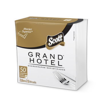 Guardanapo de Papel Folha Tripla Scott Grand Hotel 23,8cm x 21,8cm Pacote 50 Unidades
