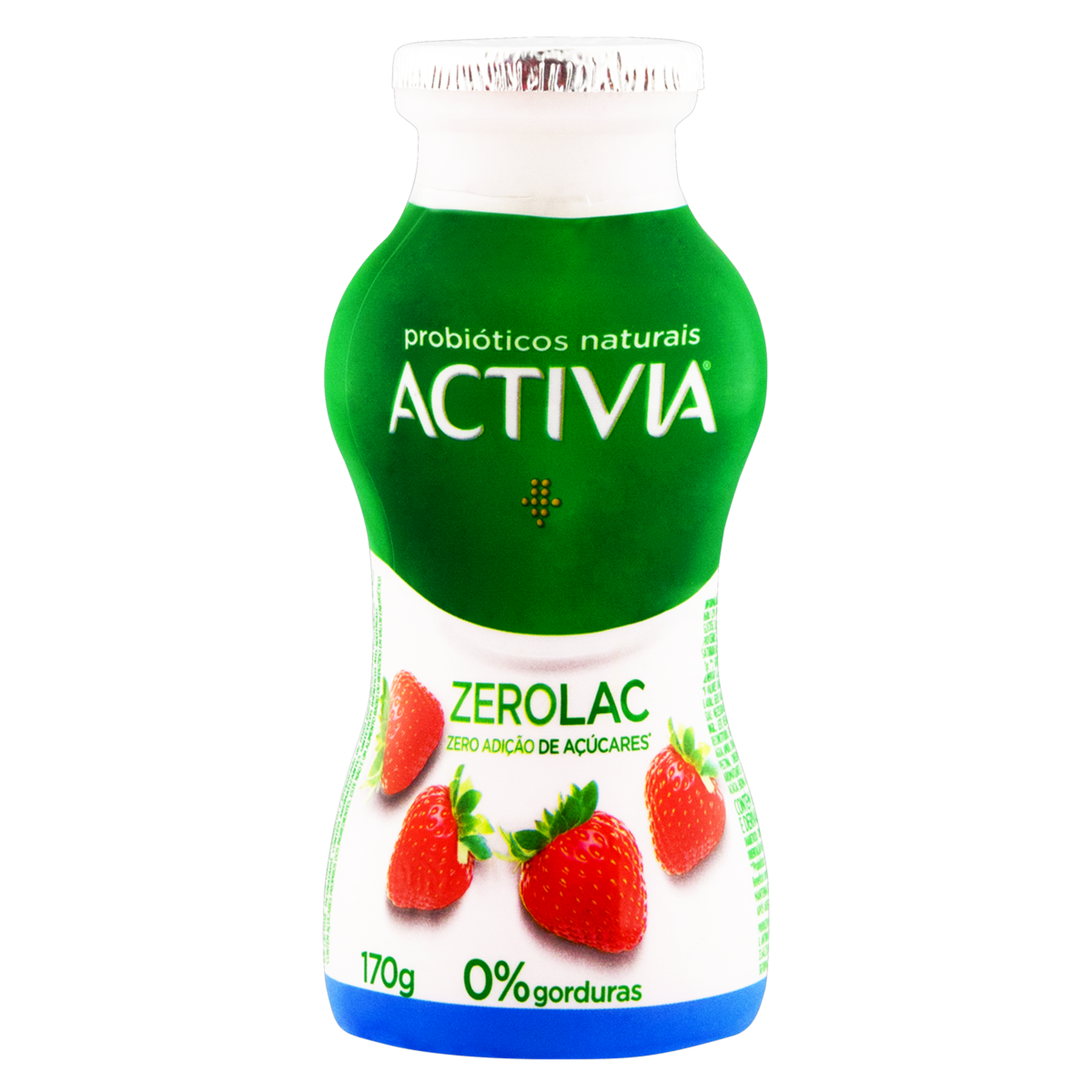 Leite Fermentado Desnatado Morango Zero Lactose Activia ZeroLac Frasco 170g