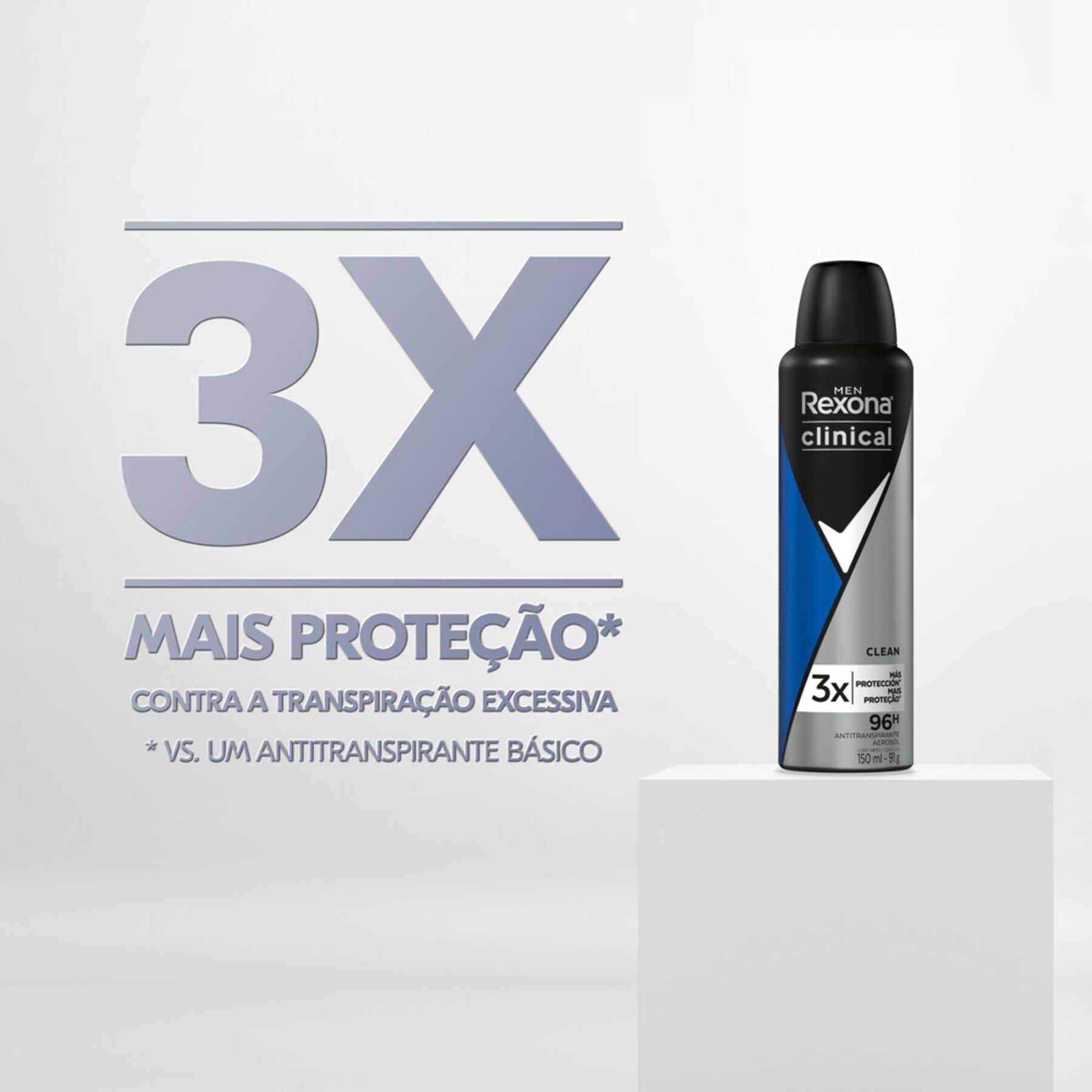 Antitranspirante Aerossol Clean Rexona Clinical Men 150ml