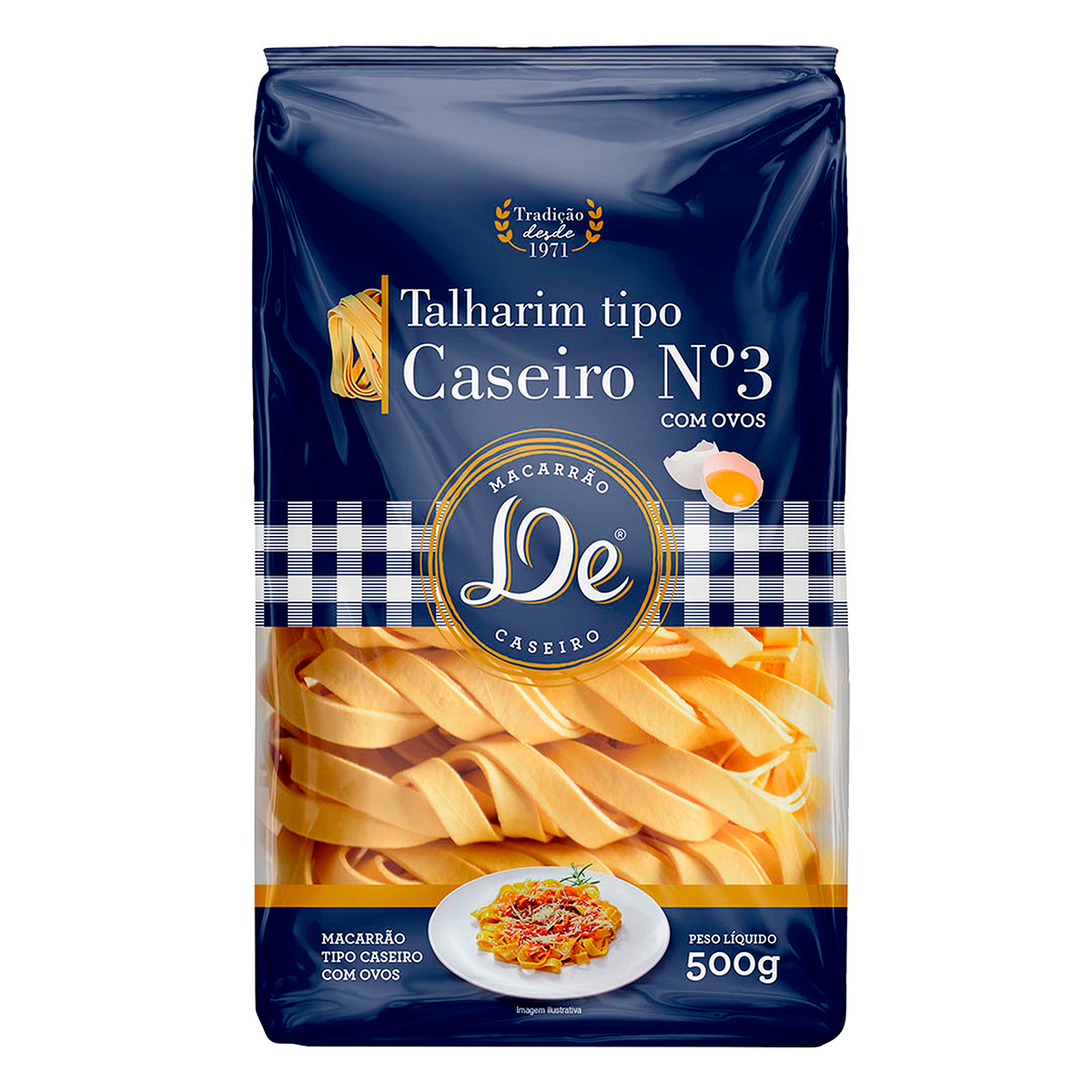 Macarr&atilde;o com Ovos Caseiro Talharim 3 De Pacote 500g