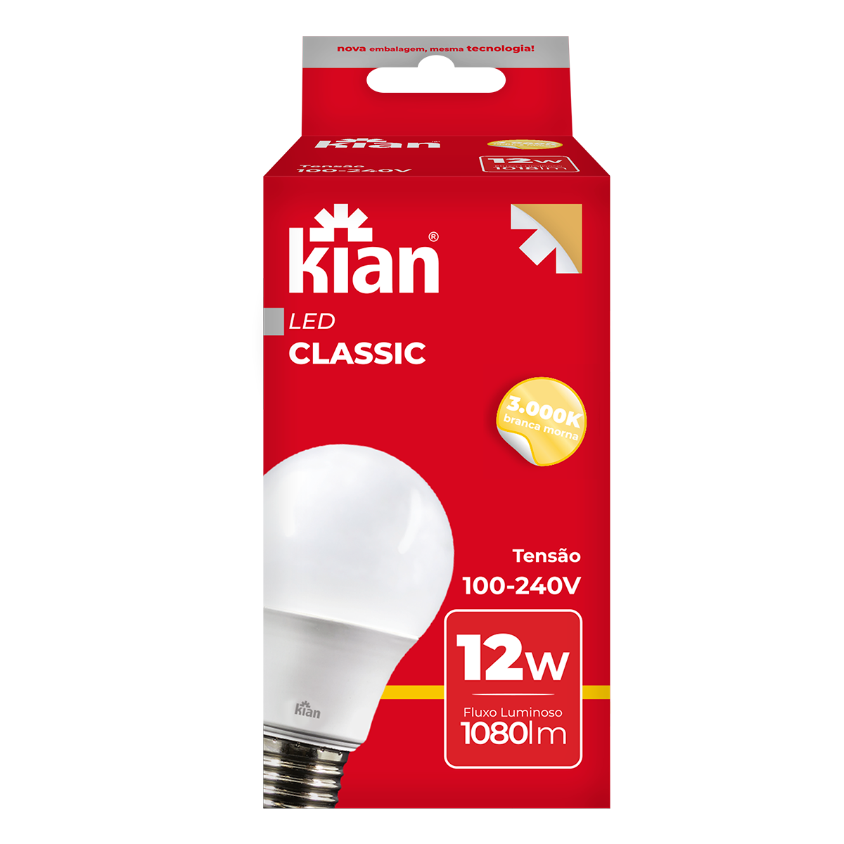 L&acirc;mpada Led Classic 12w 3,0k Kian