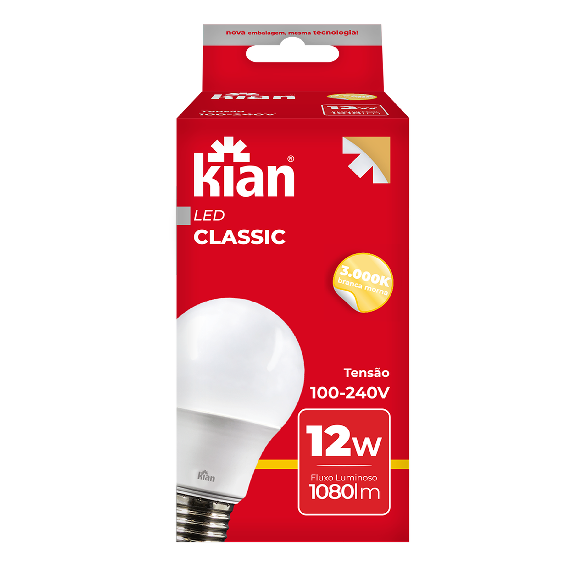 L&acirc;mpada Led Classic 12w 3,0k Kian