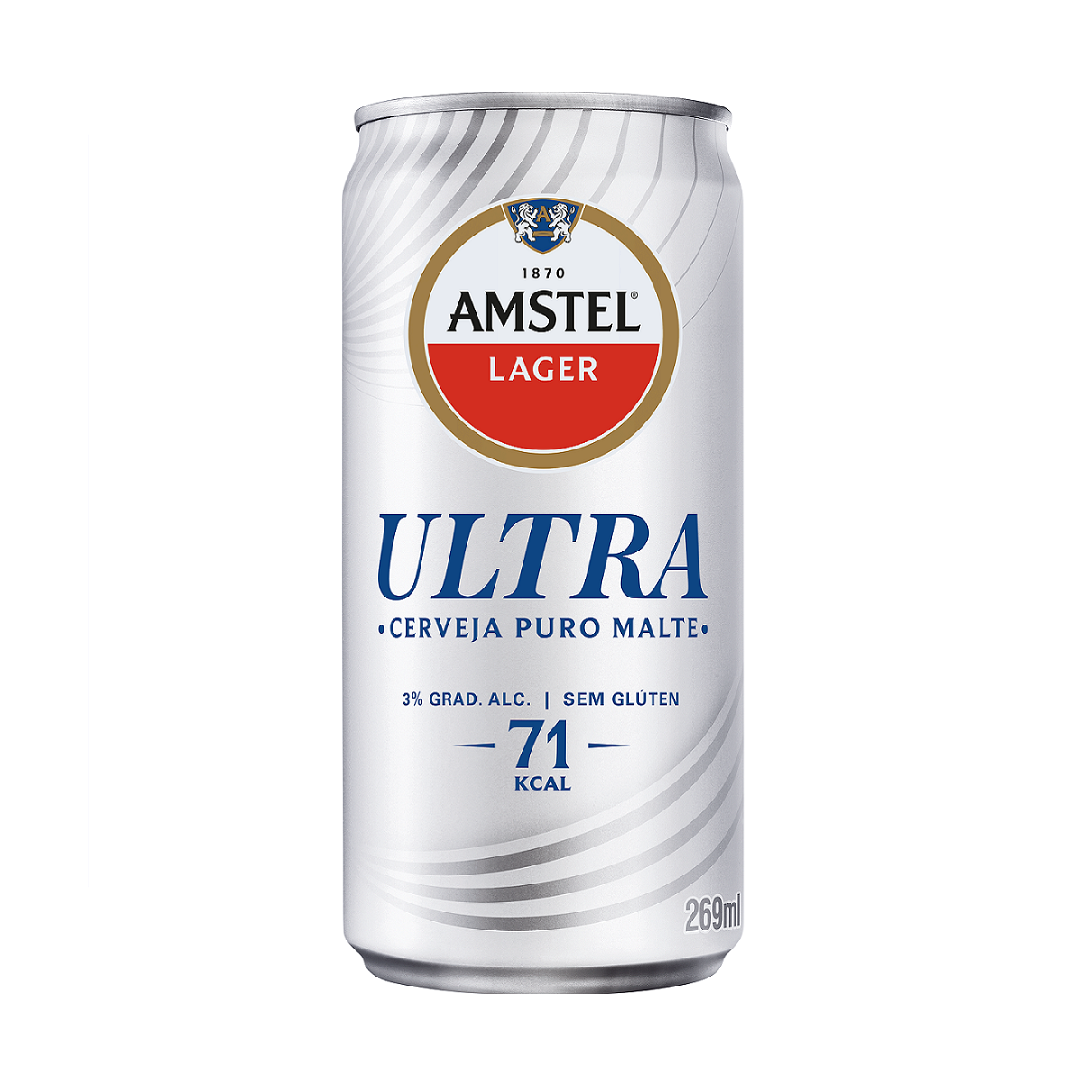 Cerveja Puro Malte sem Gl&uacute;ten Ultra Amstel Lager Lata 269ml