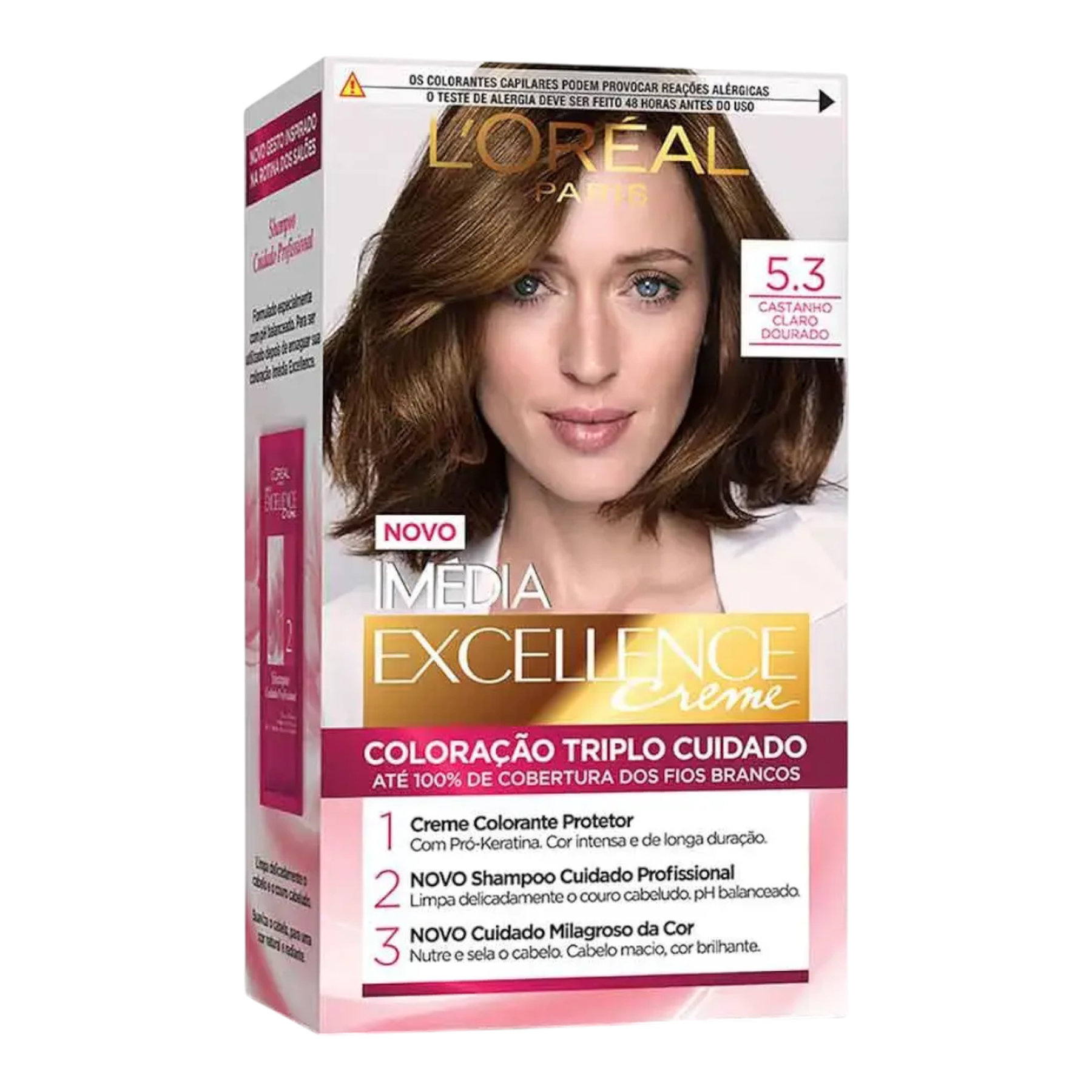 Kit Colora&ccedil;&atilde;o Creme 5.3 Castanho Dourado L'or&eacute;al Paris Im&eacute;dia Excellence