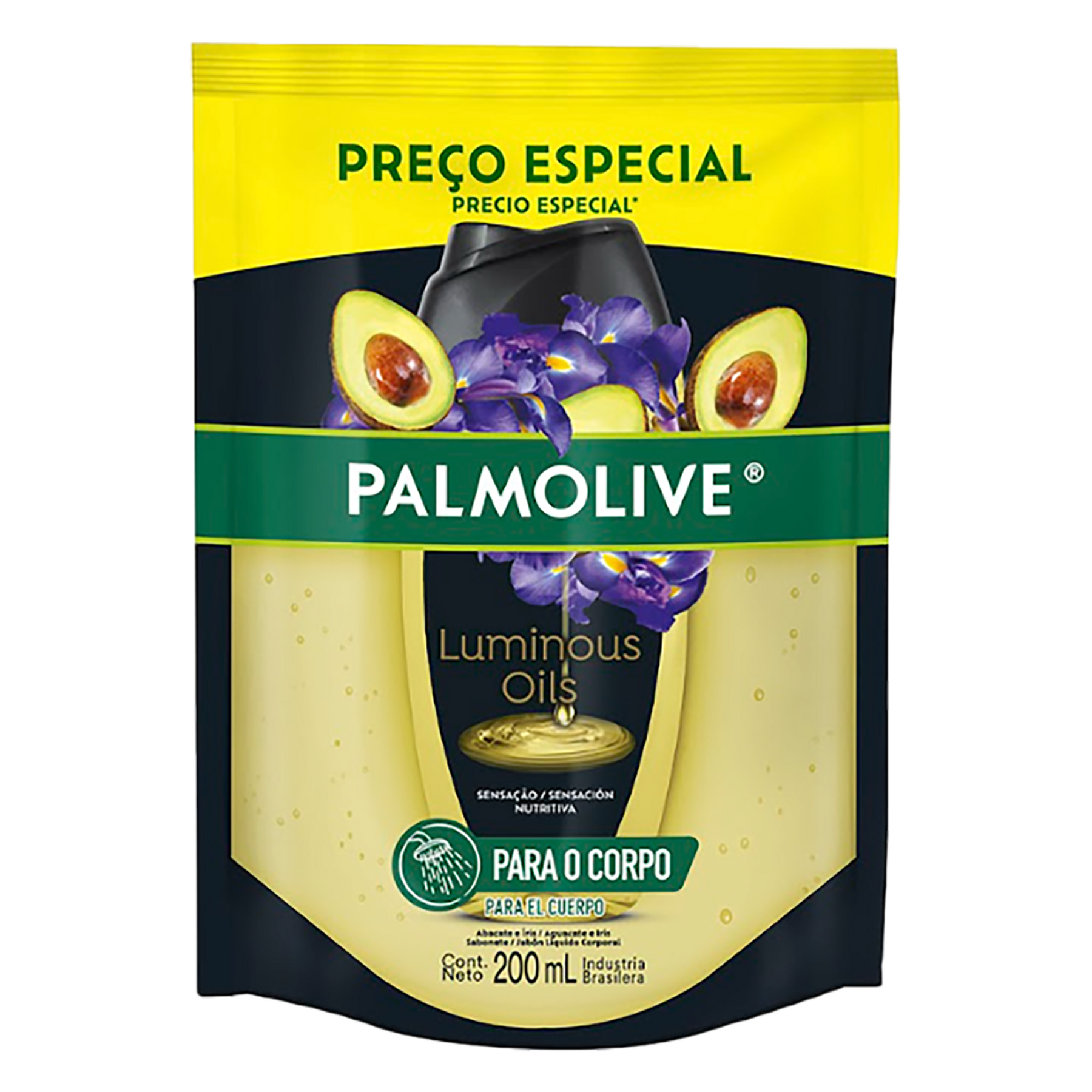 Sabonete L&iacute;quido Palmolive Luminous Oils Sensa&ccedil;&atilde;o Nutritiva Sach&ecirc; 200ml