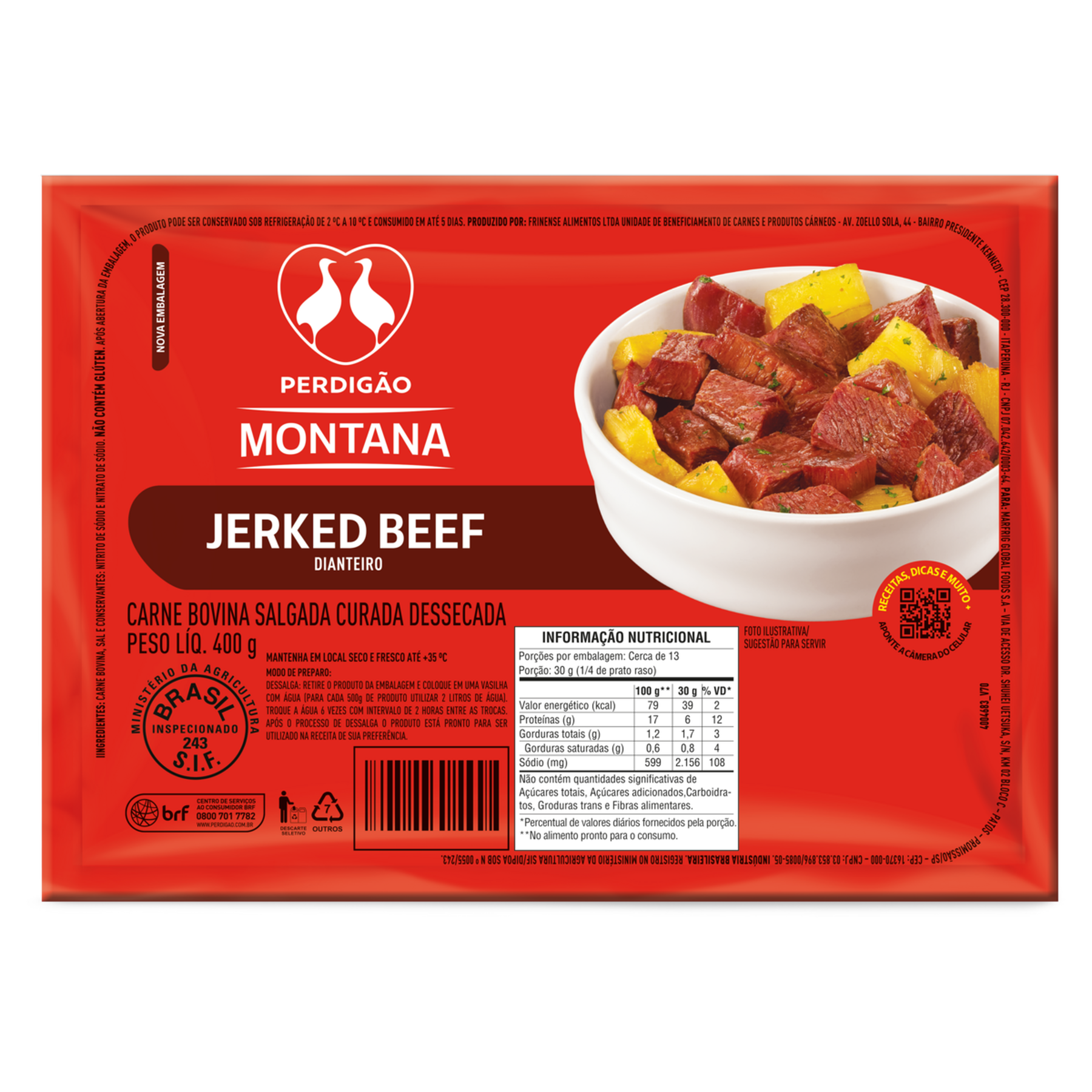 Dianteiro Bovino Jerked Beef Perdig&atilde;o Montana 400g