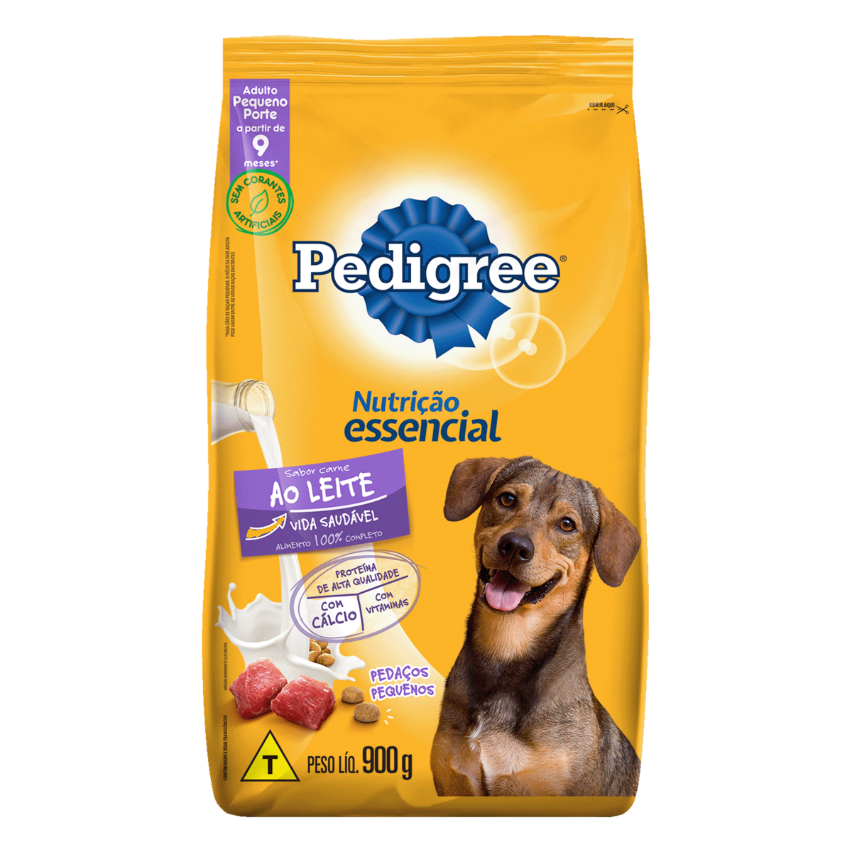 Alimento para C&atilde;es Adultos 9+ Pequeno Porte Carne ao Leite Pedigree Nutri&ccedil;&atilde;o Essencial Pacote 900g