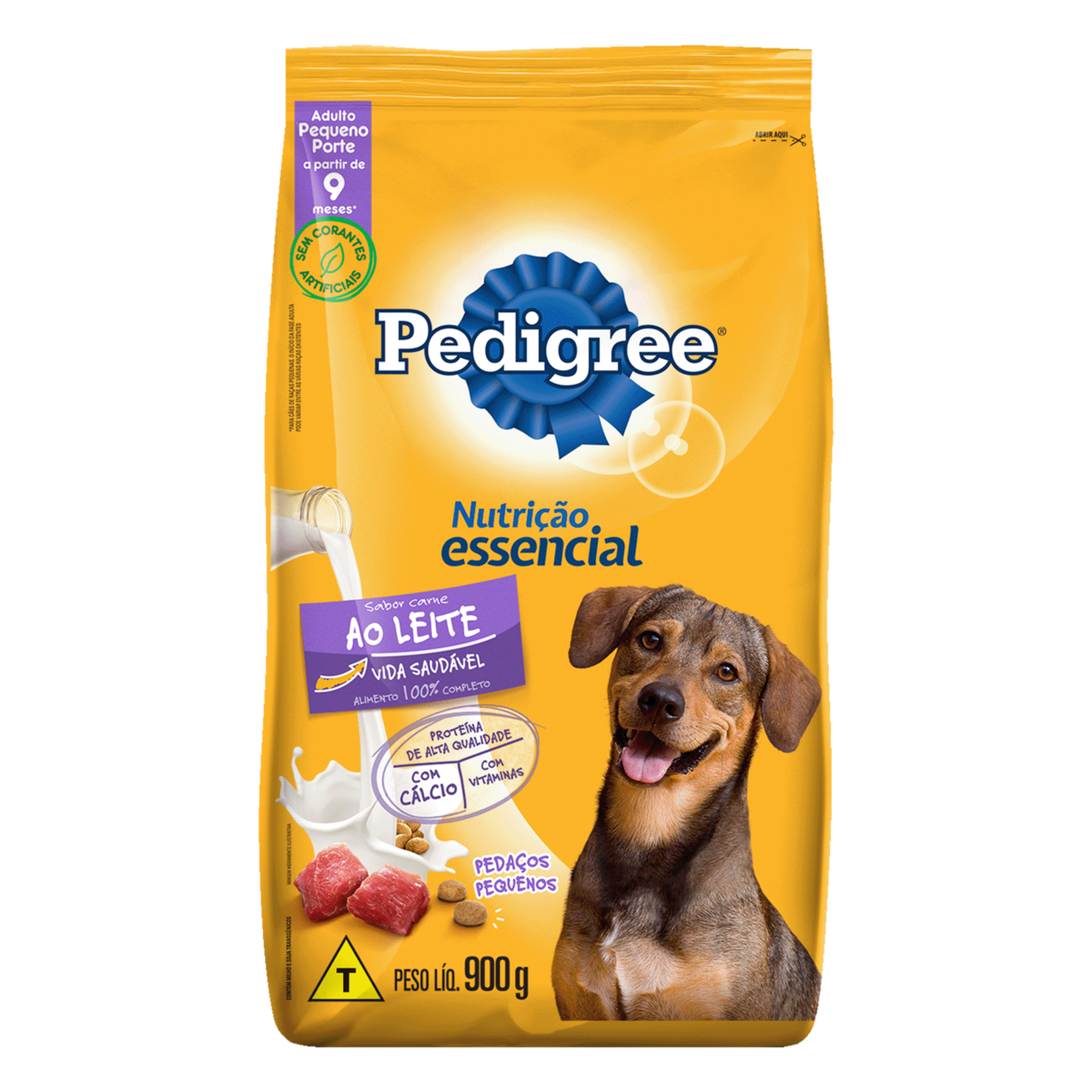 Alimento para Cães Adultos 9+ Pequeno Porte Carne ao Leite Pedigree Nutrição Essencial Pacote 900g