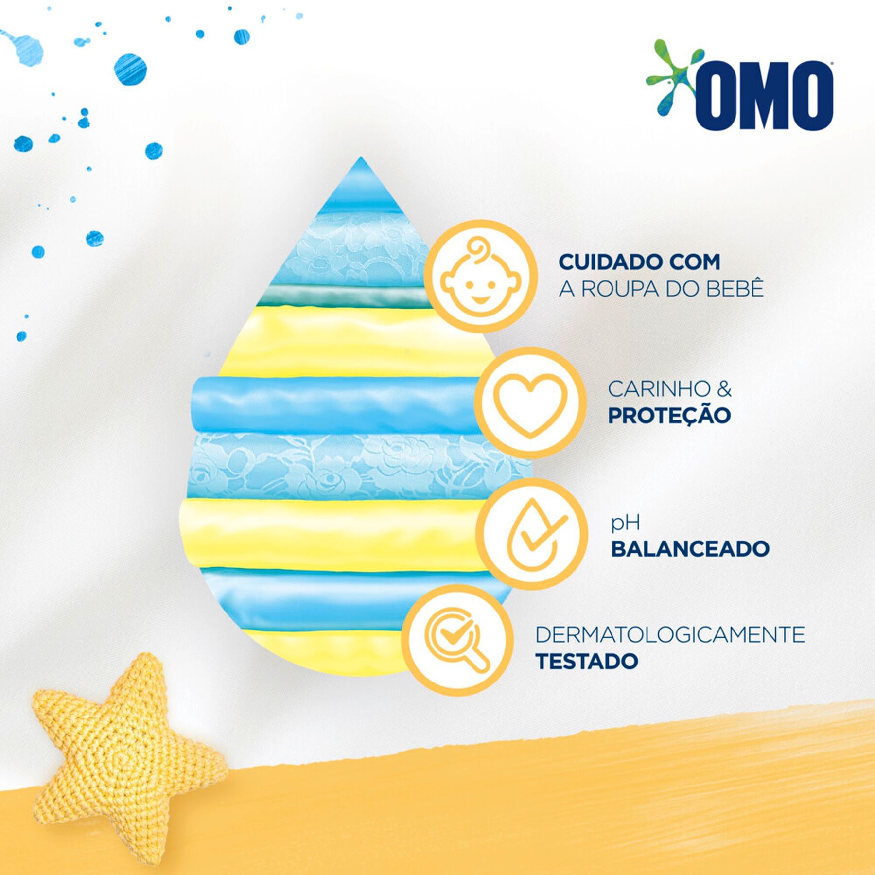 Sab&atilde;o L&iacute;quido Lava Roupas Finas e Delicadas Beb&ecirc; Omo Frasco 900ml&nbsp;