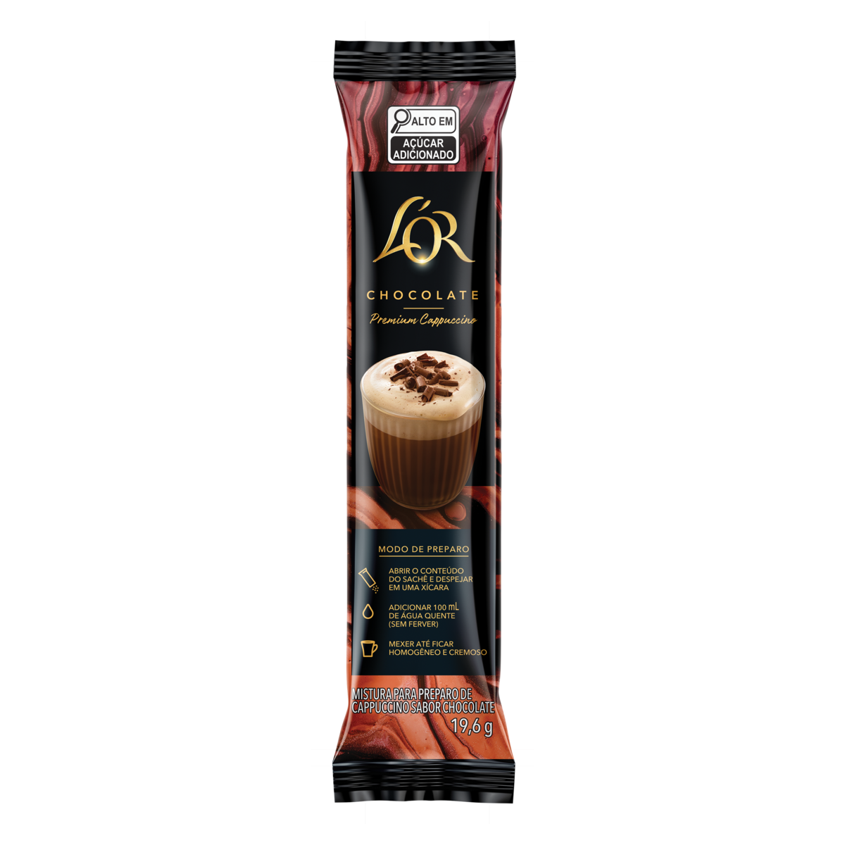 Cappuccino Sol&uacute;vel Chocolate L'or Premium Pacote 19,6g