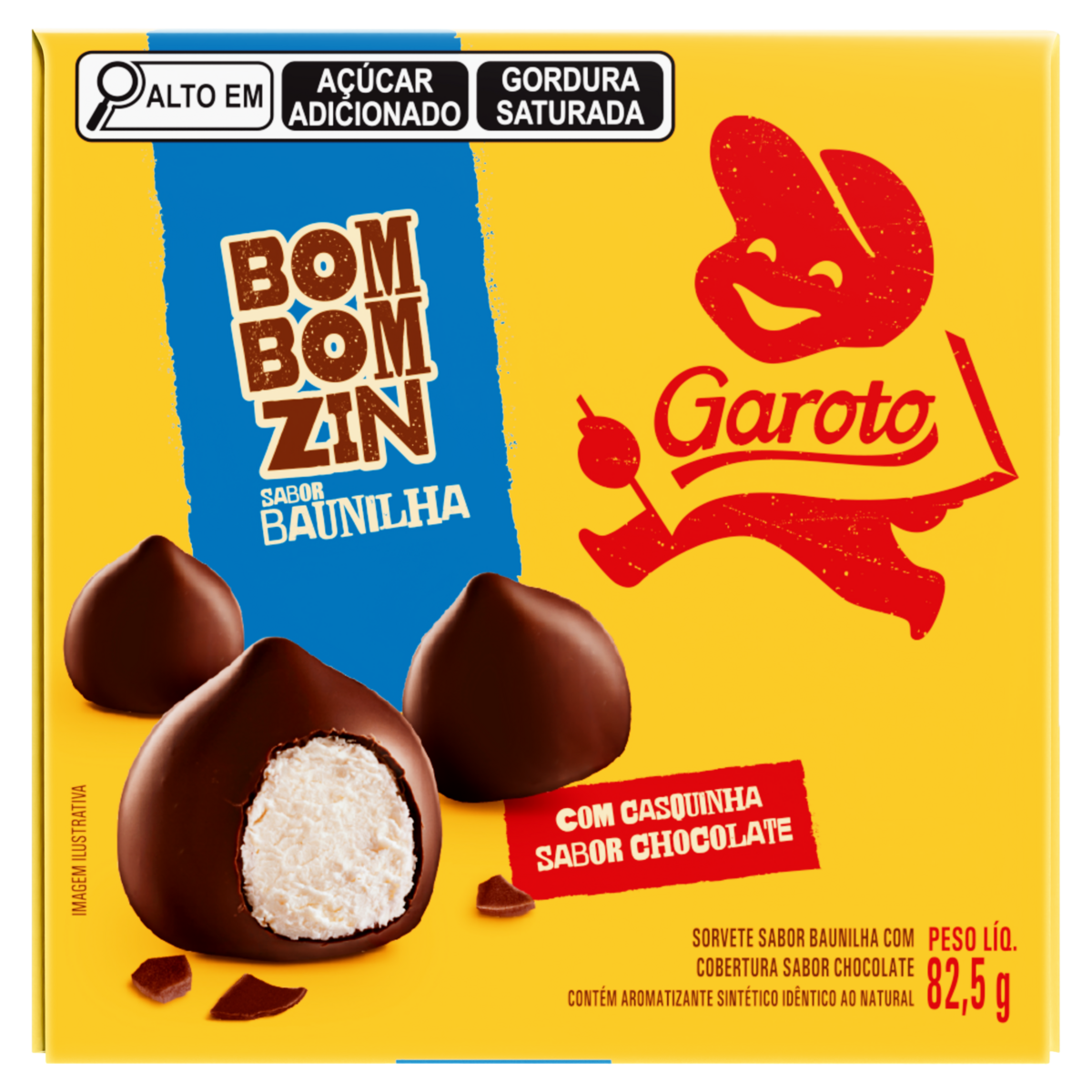 Mini Sorvete Baunilha Bombomzin Garoto Caixa 82,5g