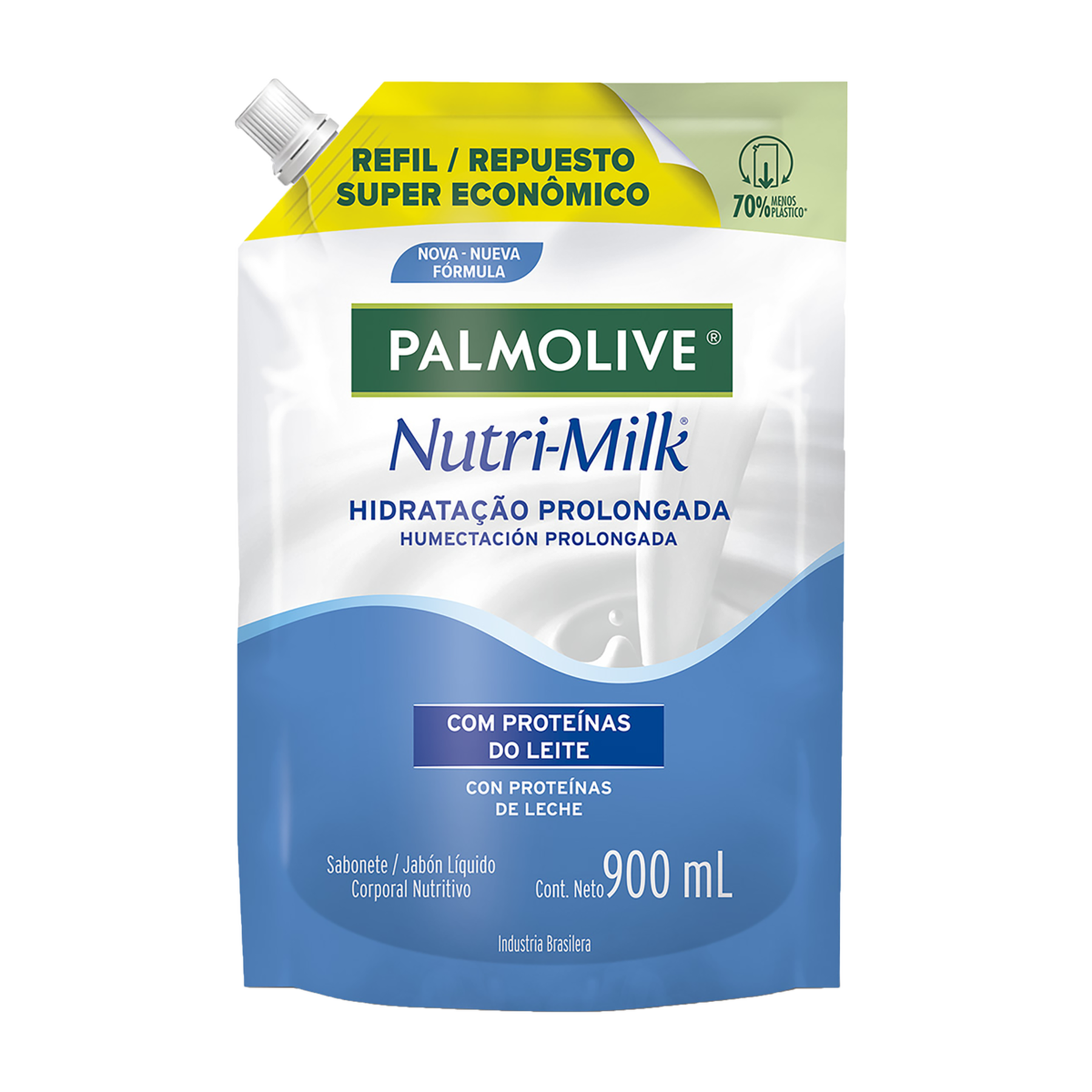 Sabonete Líquido Hidratação Prolongada Nutri-Milk Palmolive Sachê 900ml Refil - Embalagem Super Econômico
