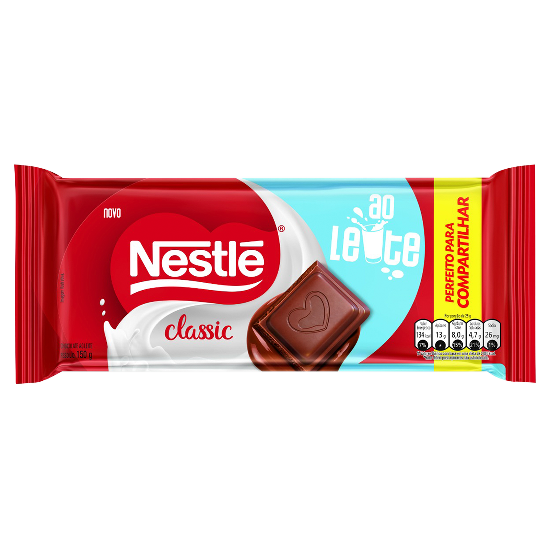 Barra de Chocolate Classic ao Leite Nestl&eacute; Pacote 150g