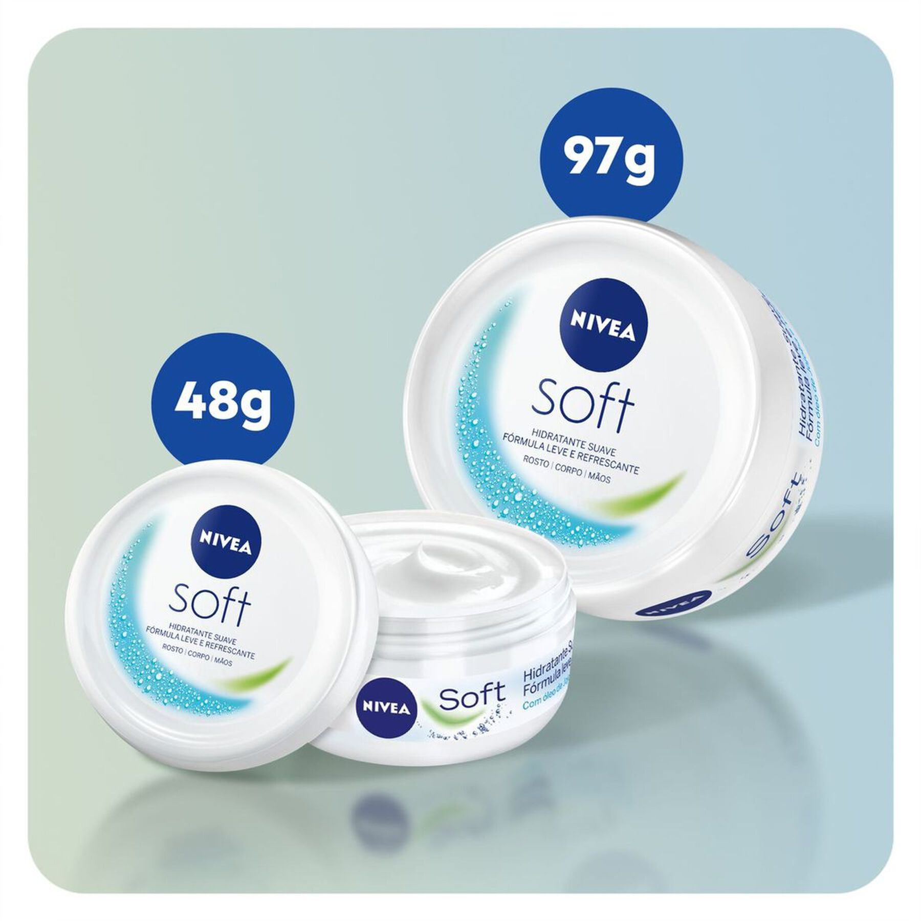 Hidratante Suave para Rosto, Corpo e M&atilde;os Nivea Soft Pote 98g&nbsp;