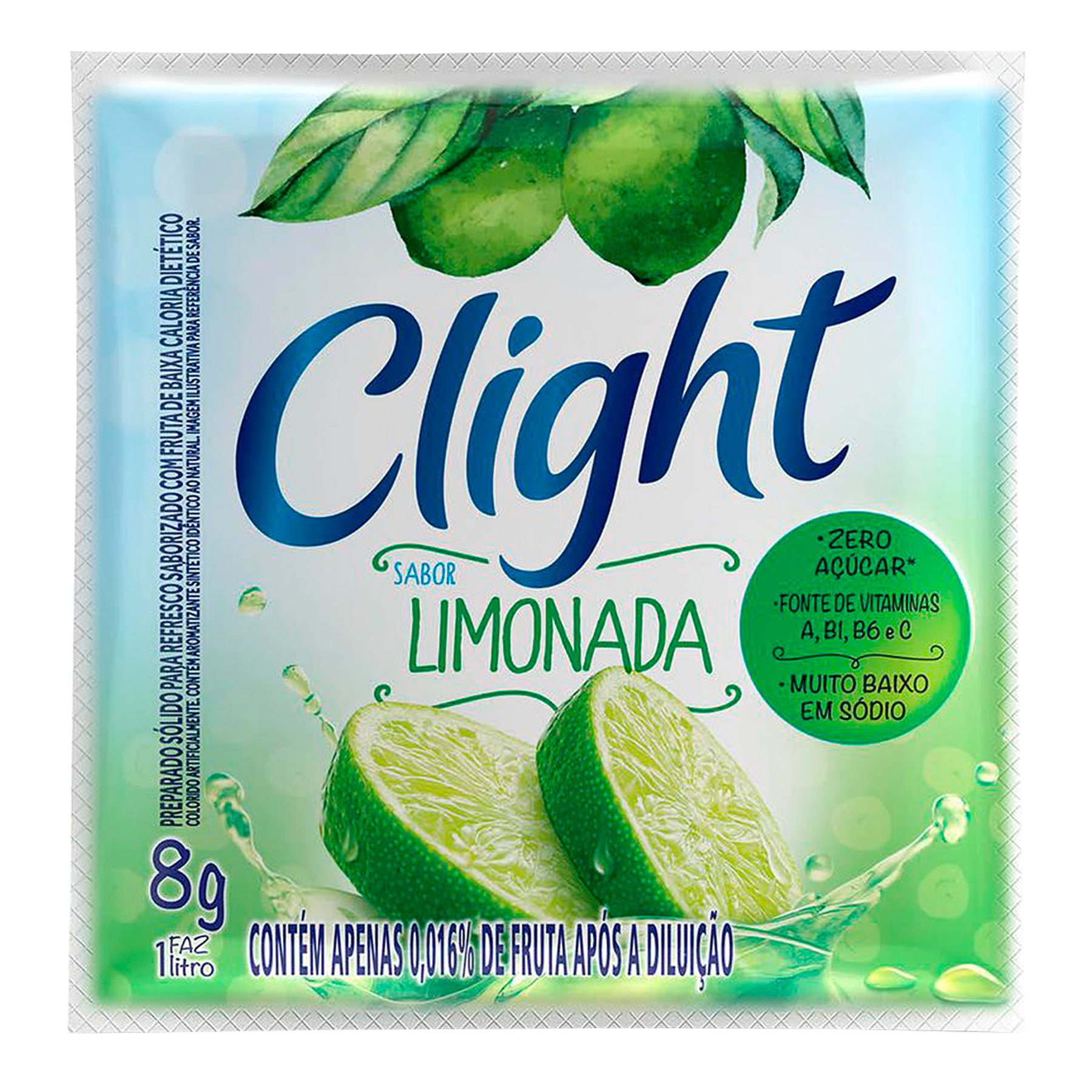 Refresco em P&oacute; Limonada Zero A&ccedil;&uacute;car Clight Pacote 8g&nbsp;