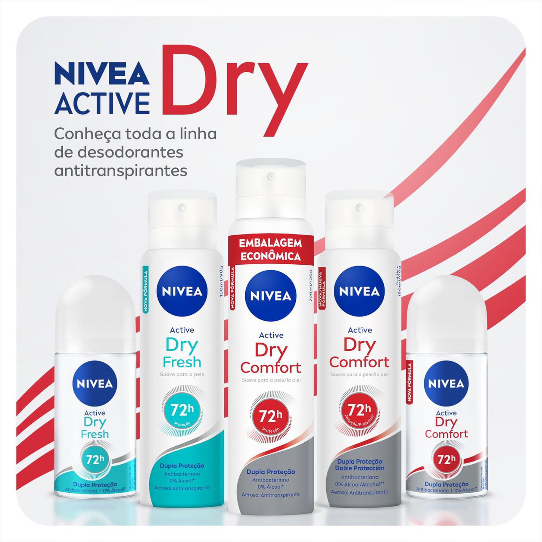 Desodorante Aerossol Active Dry Comfort Nivea 200ml - Embalagem Econômica