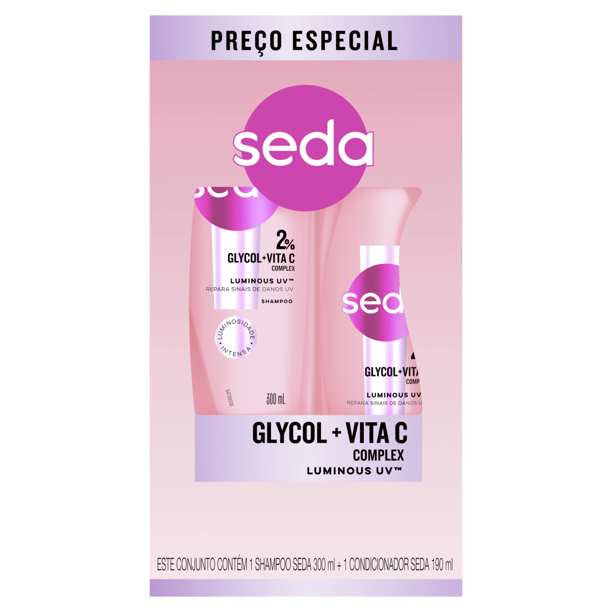 Shampoo 300ml + Condicionador 190ml Luminous UV Seda