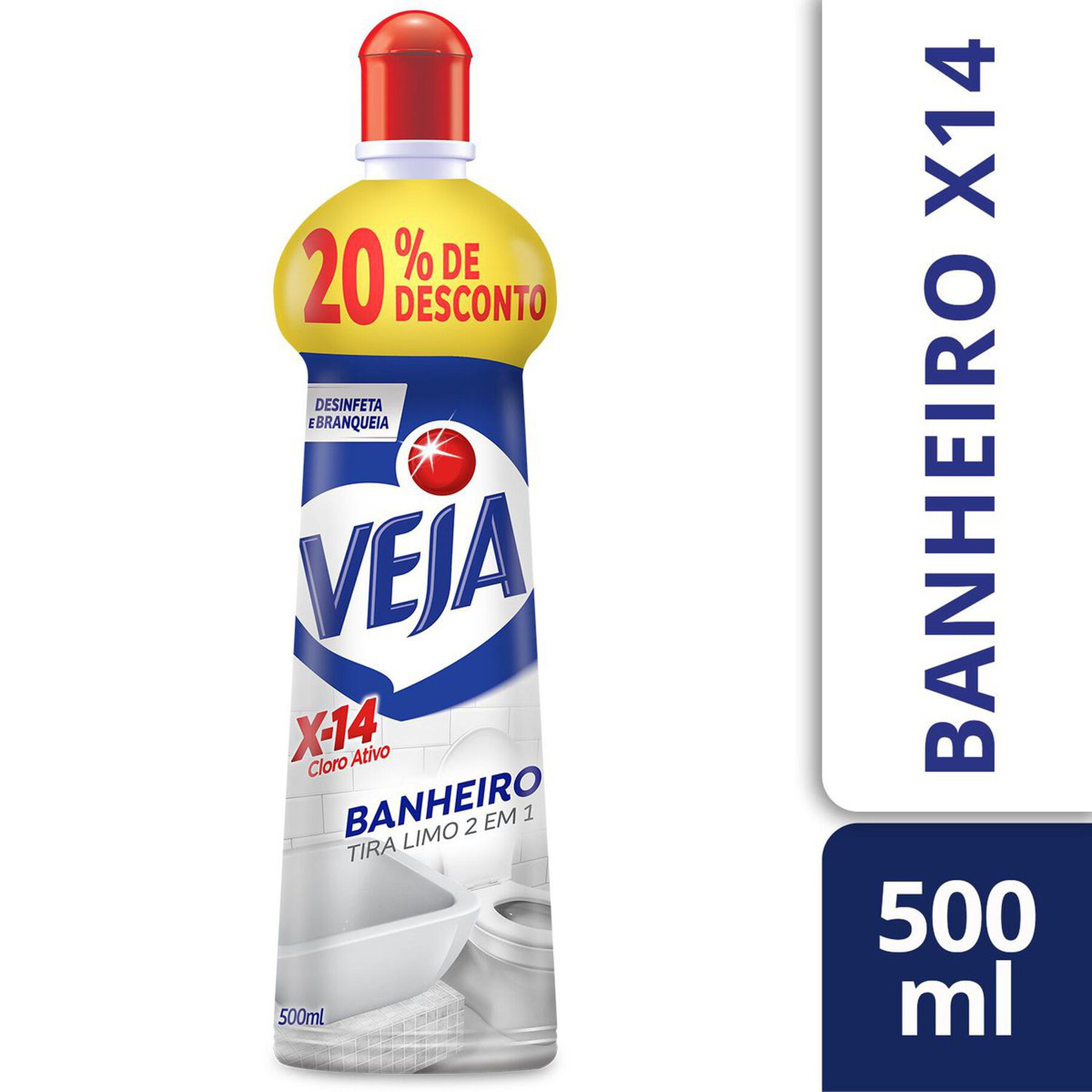 Desinfetante Banheiro Tira-Limo Veja X-14 Squeeze 500ml Grátis 20% de Desconto