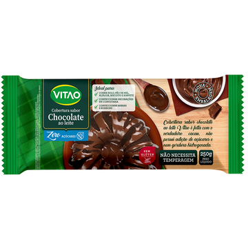Cobertura em Barra Chocolate ao Leite Zero Açúcar Vitao 250g