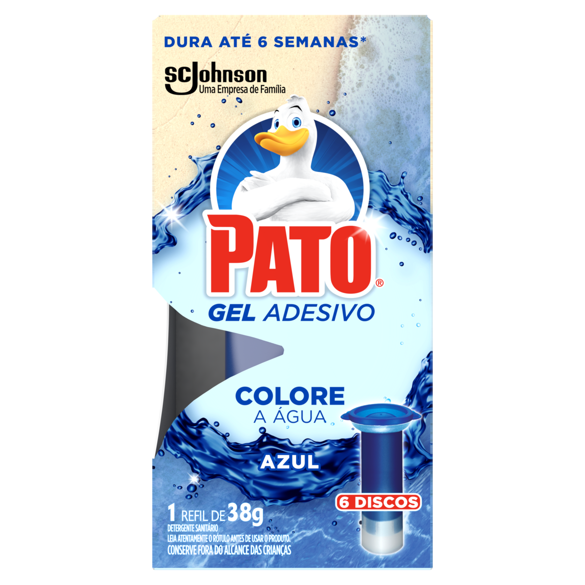 Detergente Sanit&aacute;rio Gel Adesivo Azul Pato 38g Refil